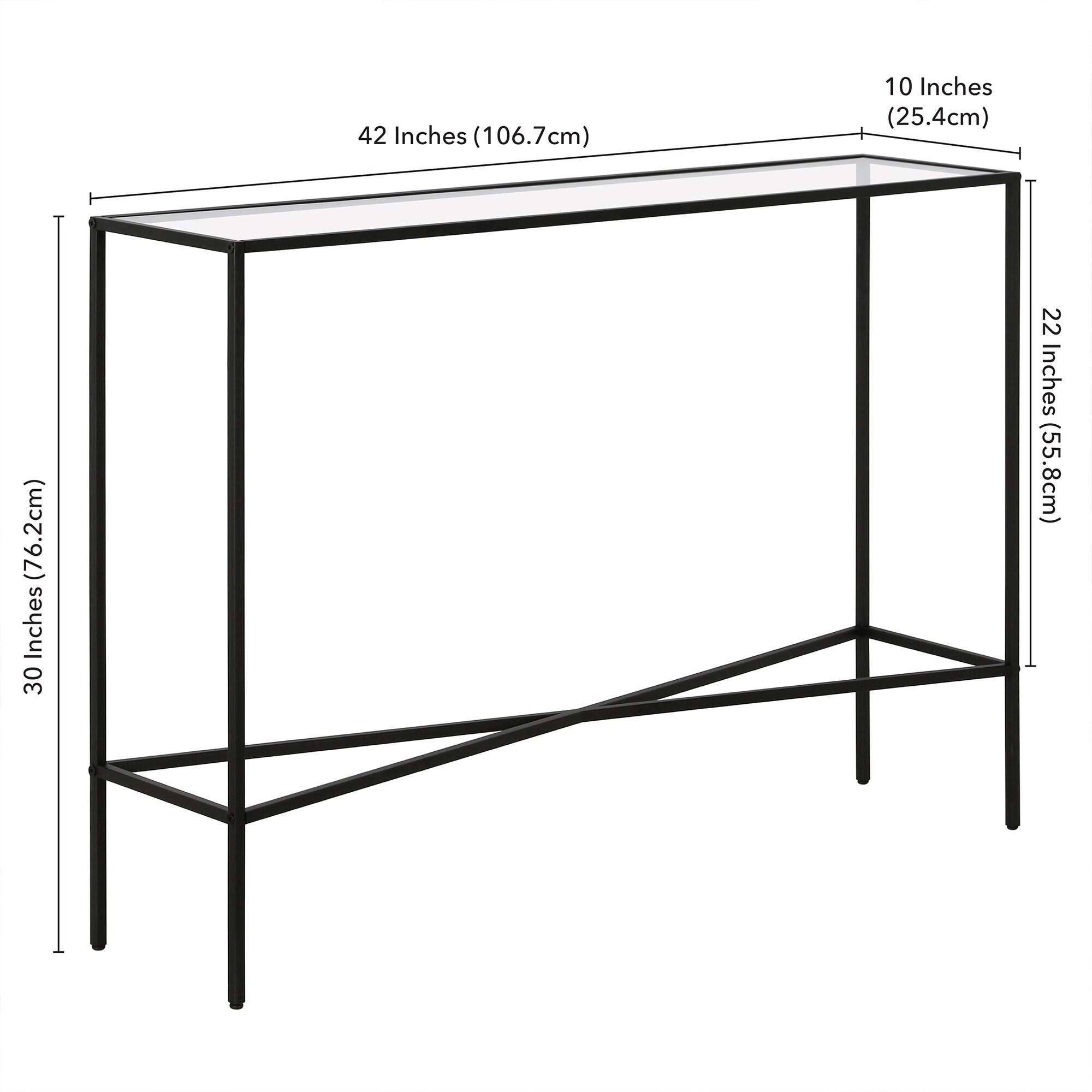 Evelyn&Zoe Henley 42" Wide Rectangular Console Table with Glass Top, Blackened Bronze