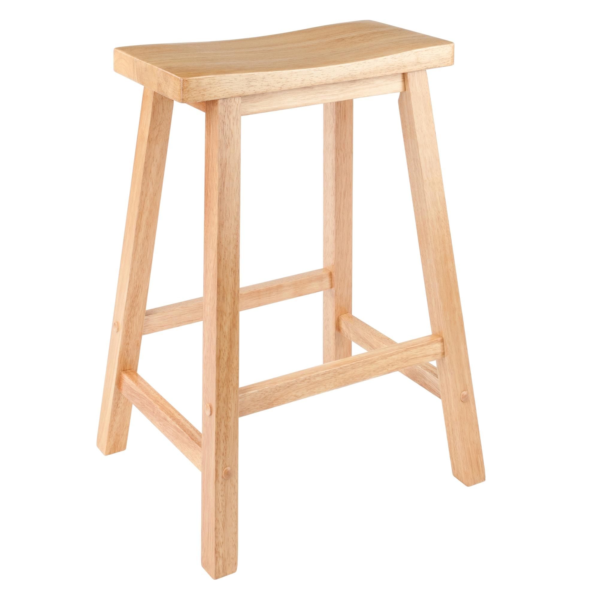 24" Satori Saddle Seat Counter Height Barstool Beech - Winsome: Wood Frame, Spot Clean, No Backrest