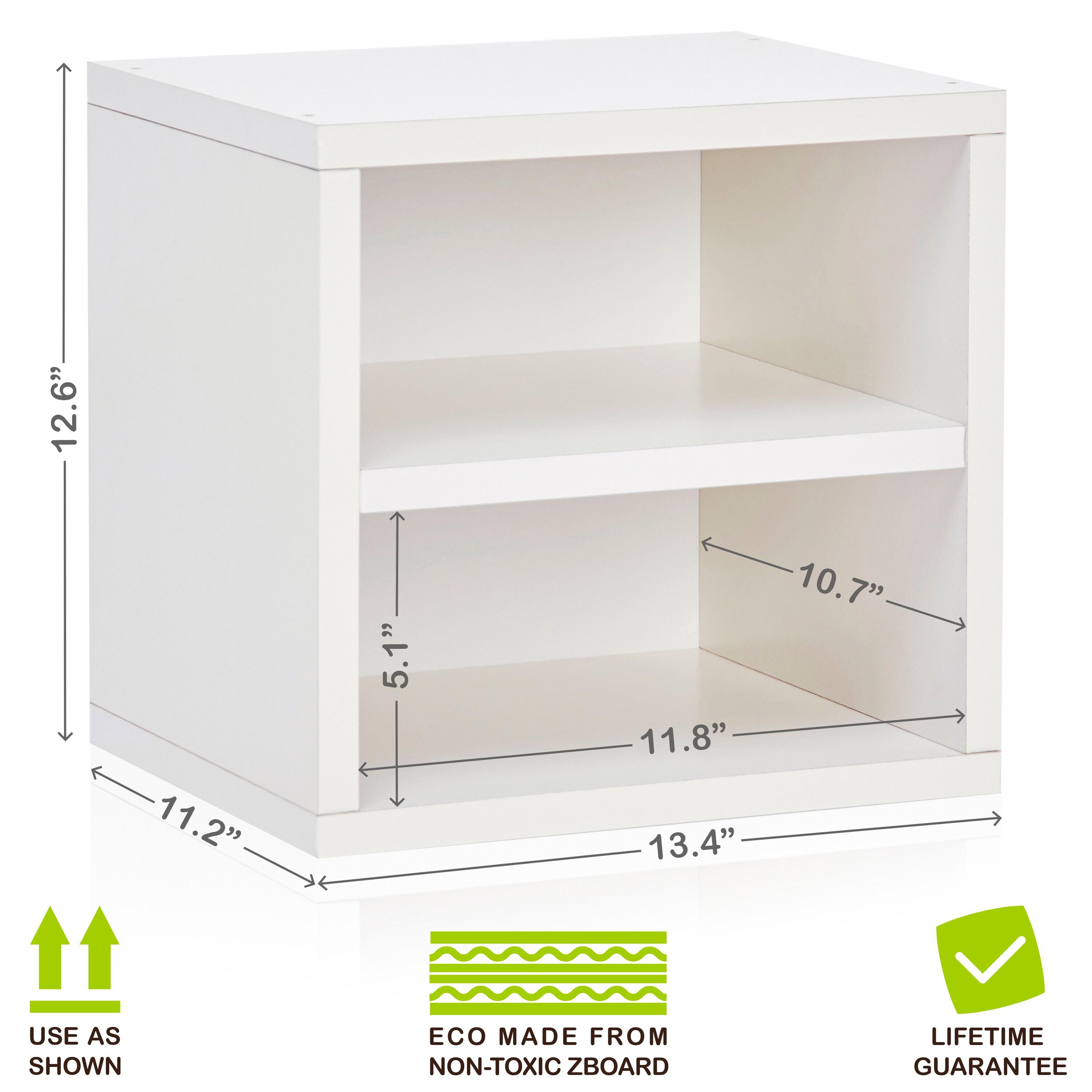 Way Basics Modular Connect Shelf Cube Cubby Storage Stackable Closet Organizer Display Shelf, White