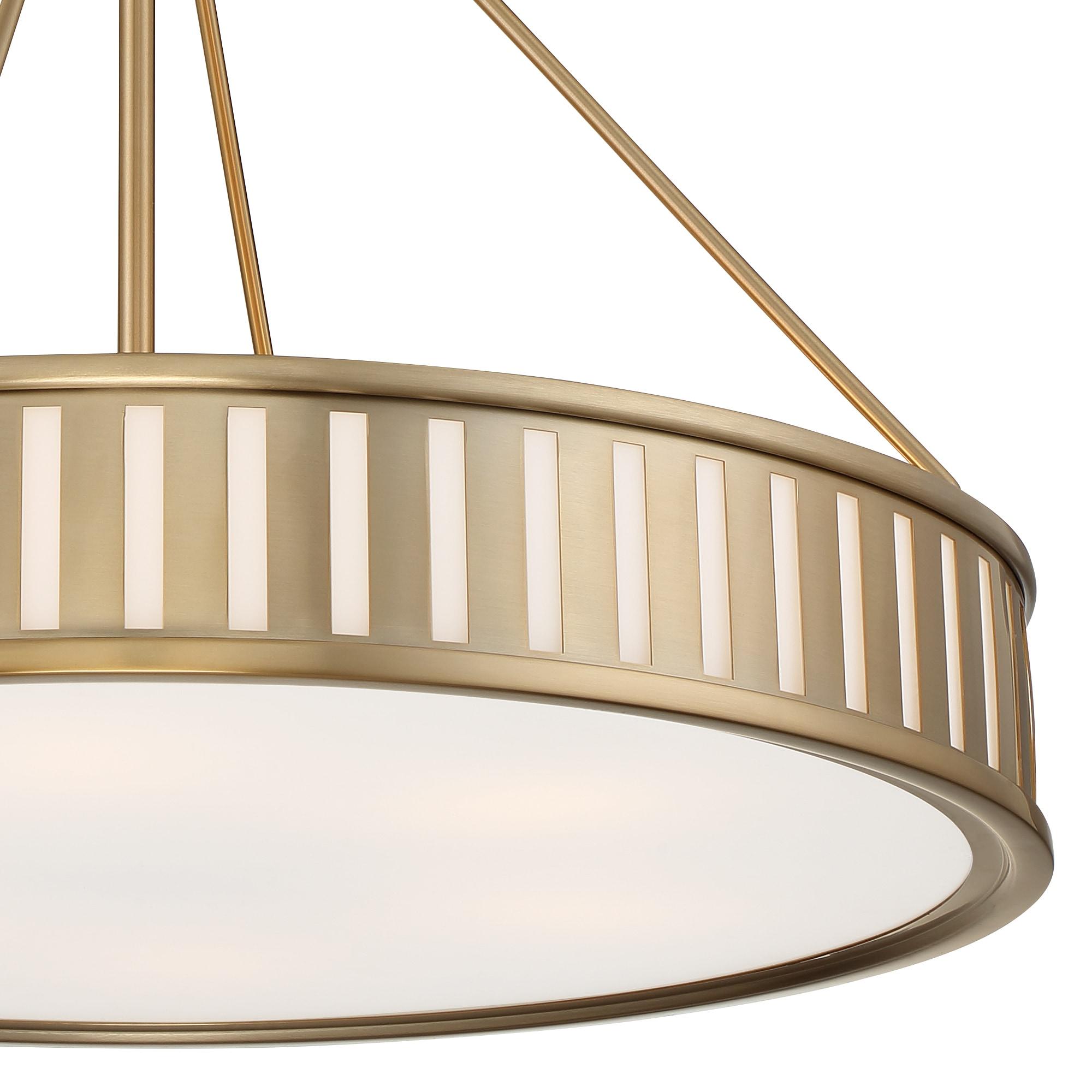 Elegant Kendal 6-Light Vibrant Gold Drum Pendant with White Glass
