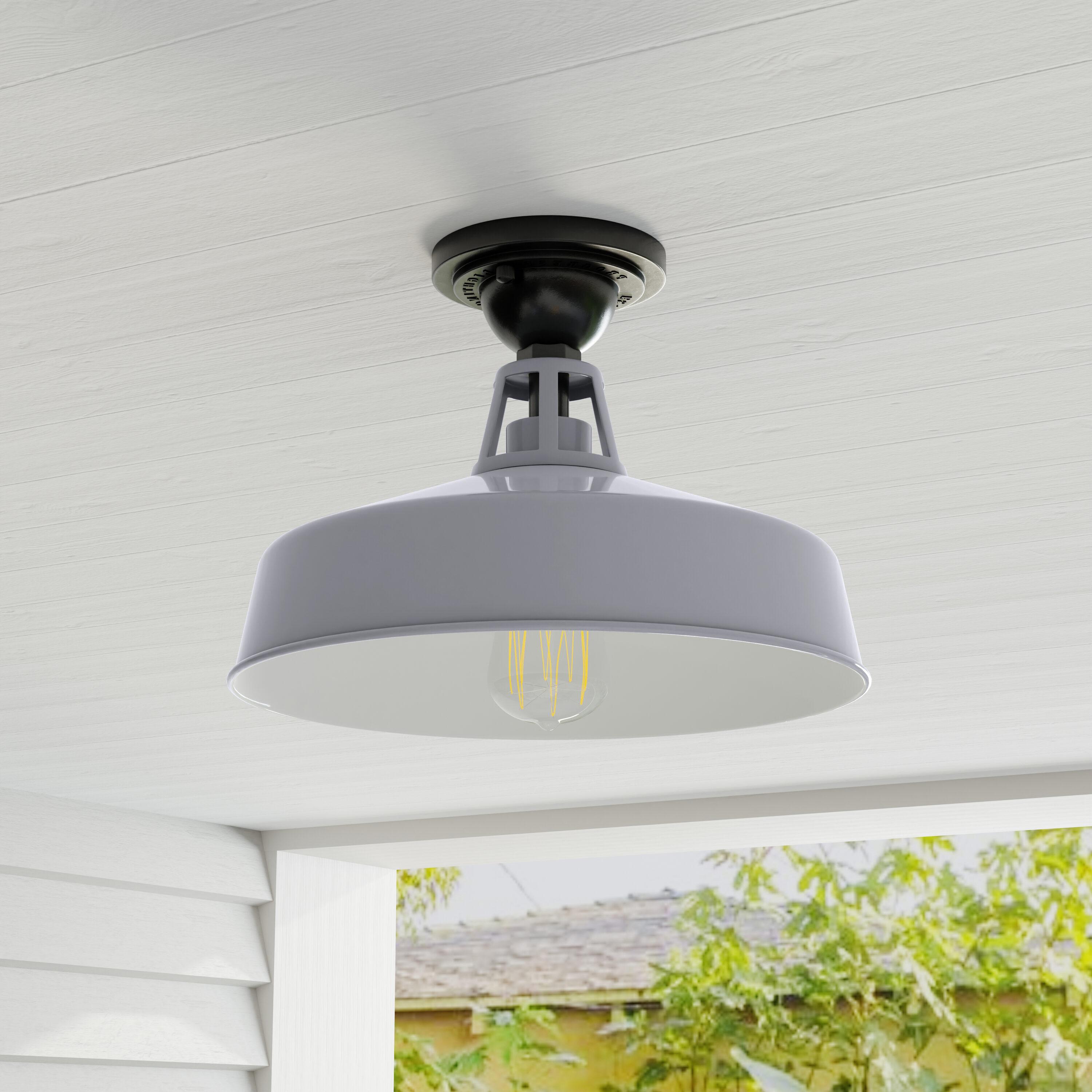 Progress Lighting, Cedar Springs, 1-Light Ceiling Light, Metallic Gray, White Shade