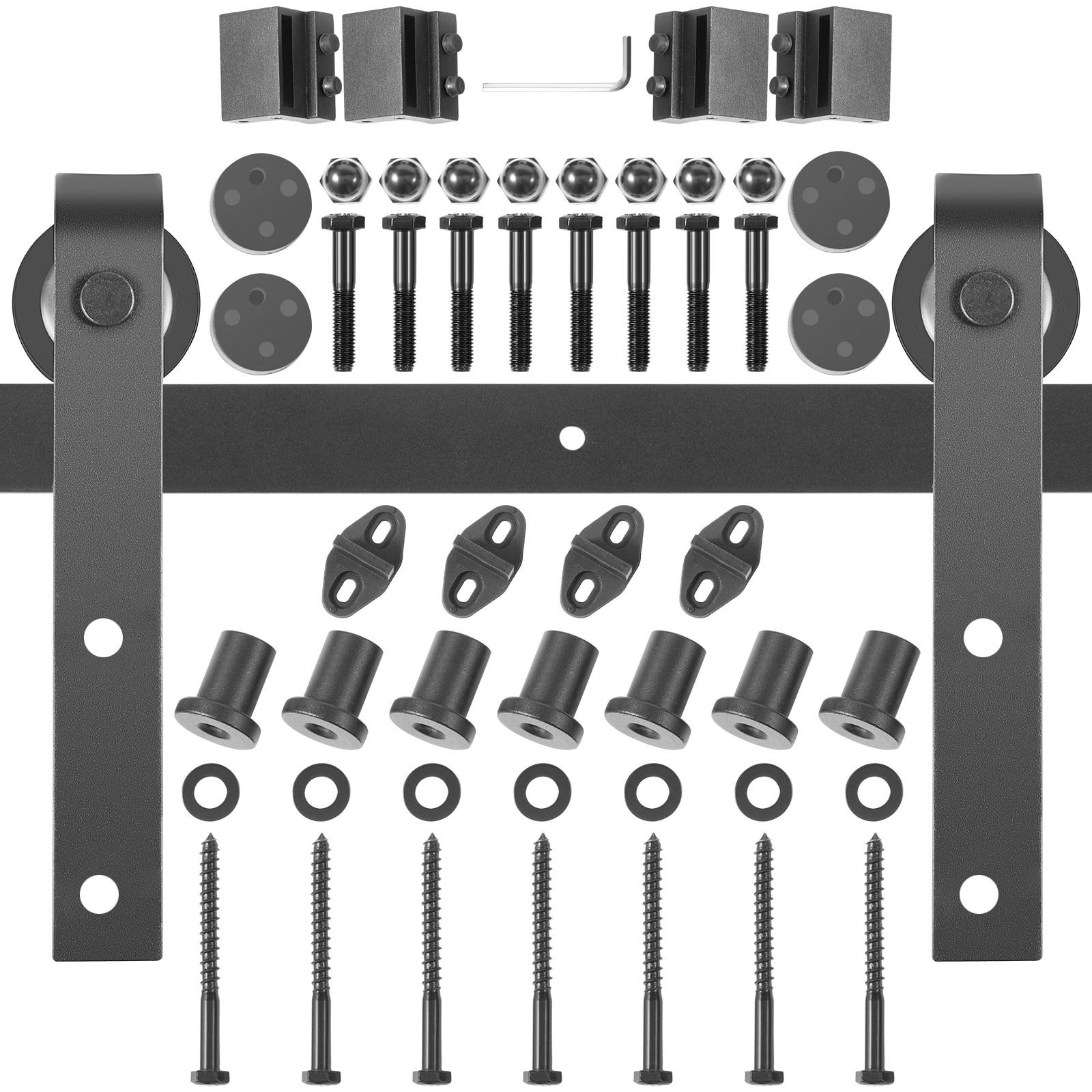VEVOR Black Steel Single Door Barn Door Hardware Kit Standard Single