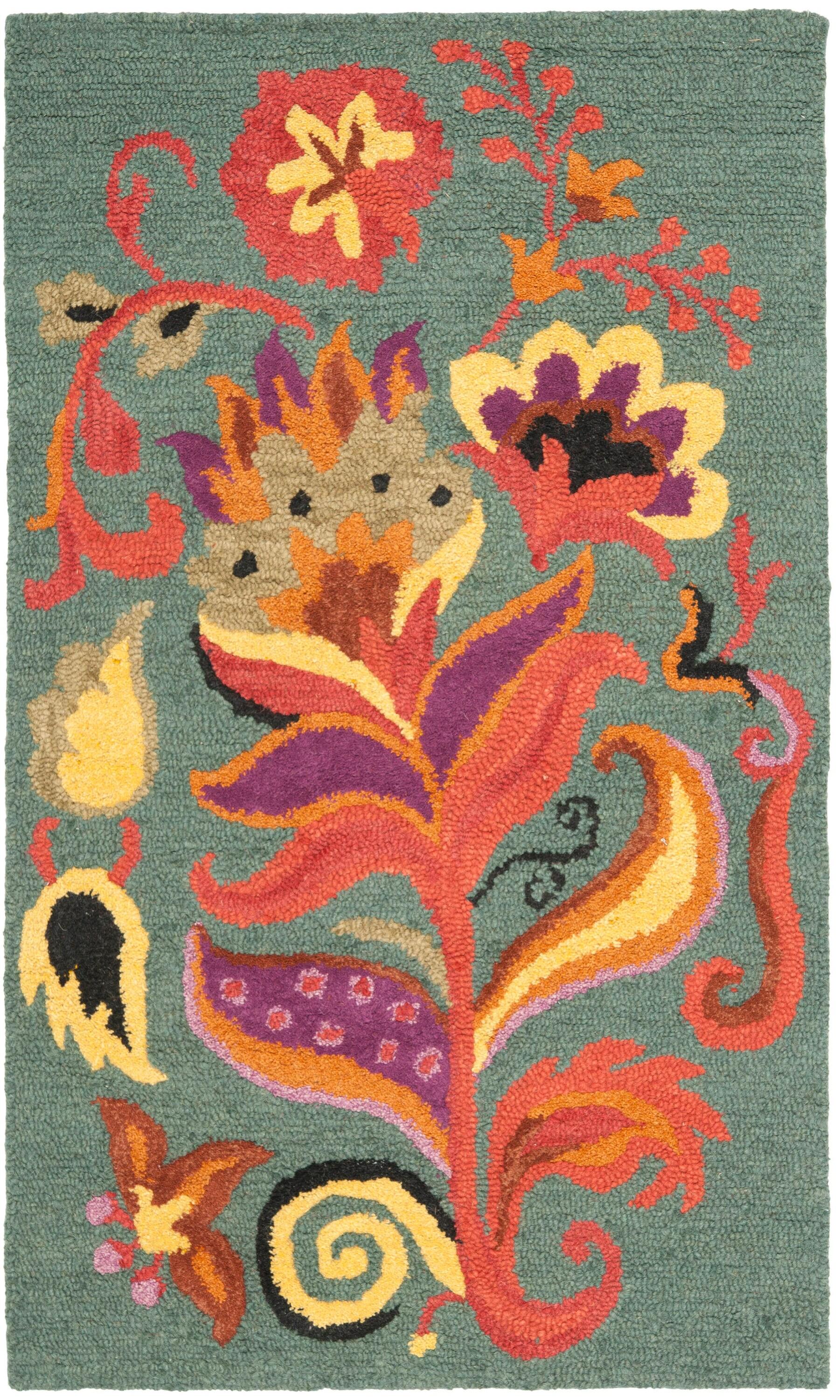 Blossom BLM679 Hand Hooked Area Rug - Blue/Multi - 3'x5' - Safavieh.
