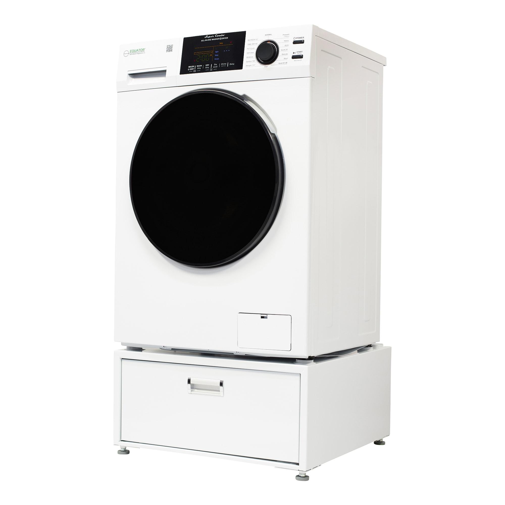 Equator Advanced Appliances Equator All-in-one Washer Dryer Ventless FULLY BUILTIN 0-CLEARANCE 1.62cf/15lbs 110V 1400RPM + Pedestal EZ 4700 C + PDL 4455 White