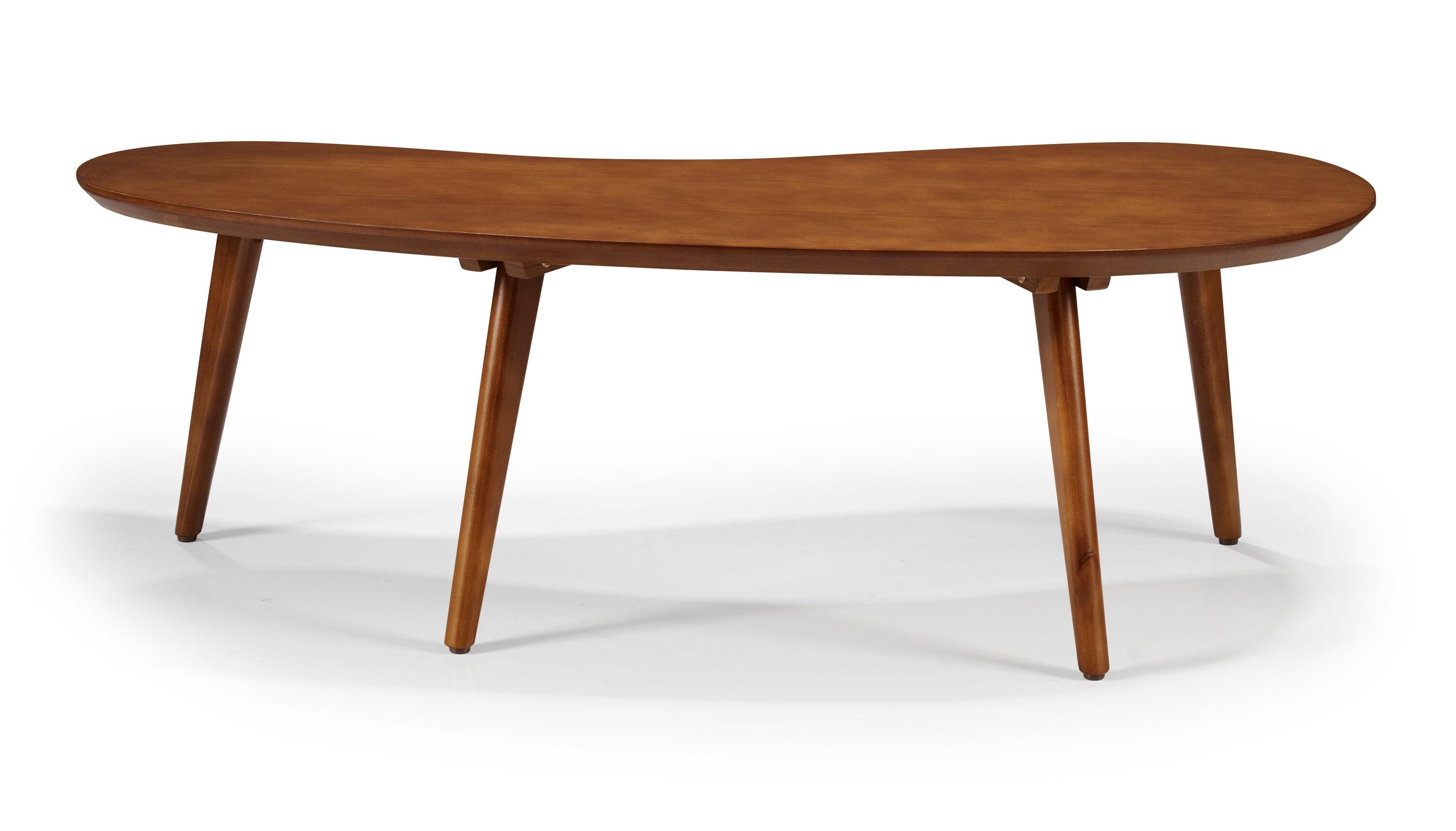 Mid-Century Modern Castanho Pine Wood Oval Coffee Table