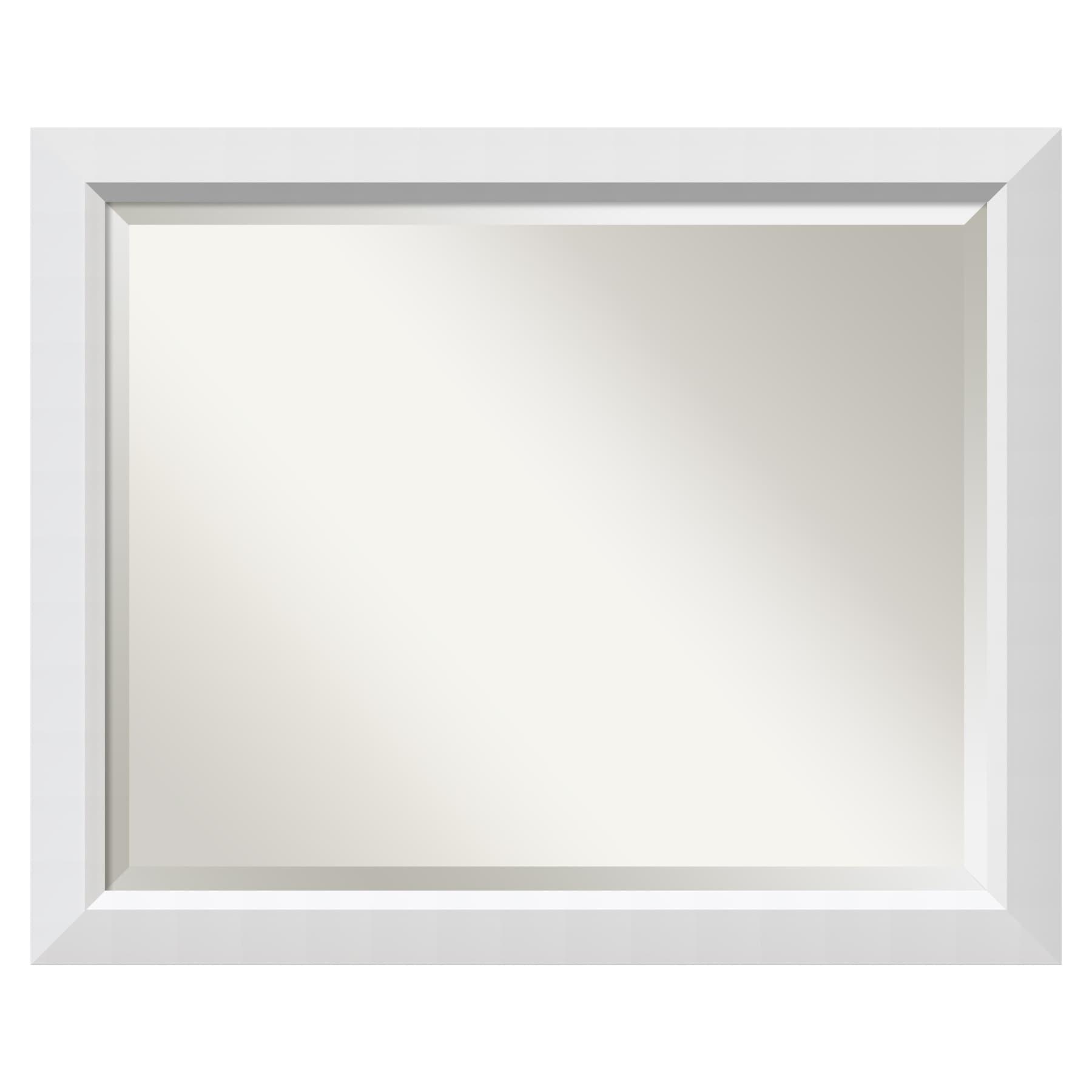 Amanti Art Blanco White Beveled Wood Wall Mirror 26.25 x 32.25 in.