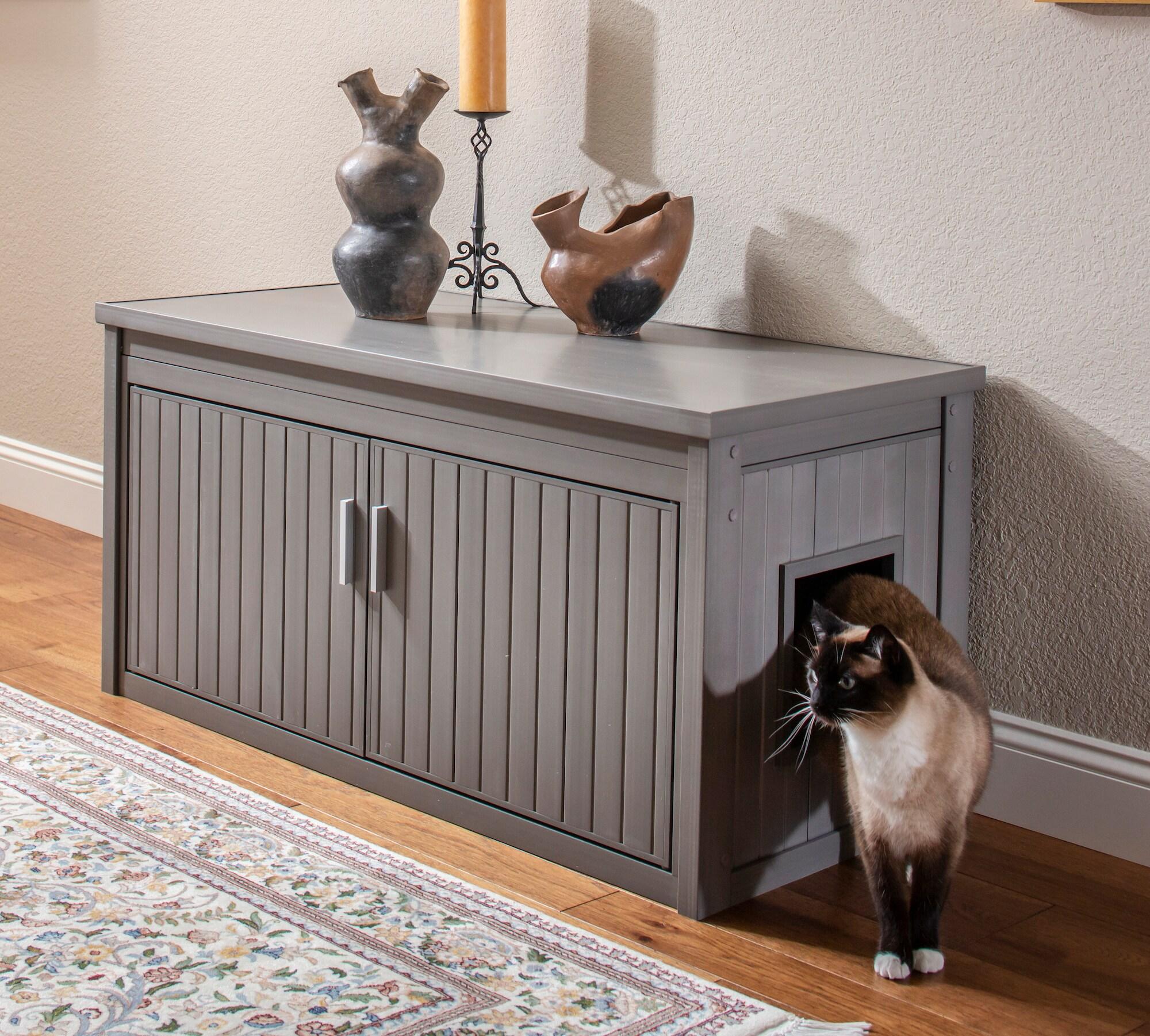 New Age Pet® ECOFLEX® Litter Loo® Bench - Durable Composite Cat Litter Box Enclosure, Moisture and Odor Resistant, Easy Assembly, Available in Espresso, Russet Brown, Antique White, Gray