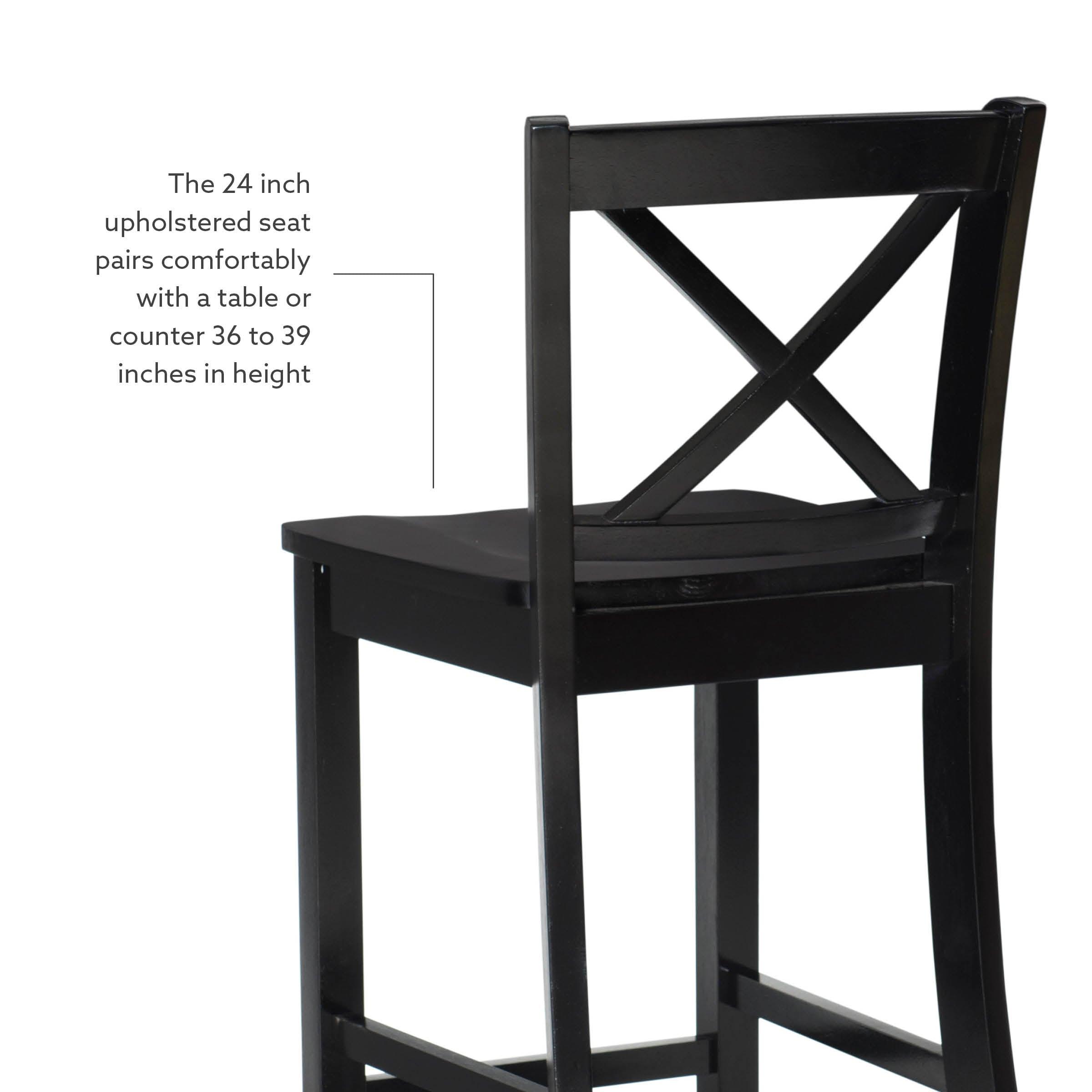 30" Torino X Back Wood Barstool - Black - Linon: Solid Rubberwood, Unupholstered, Armless