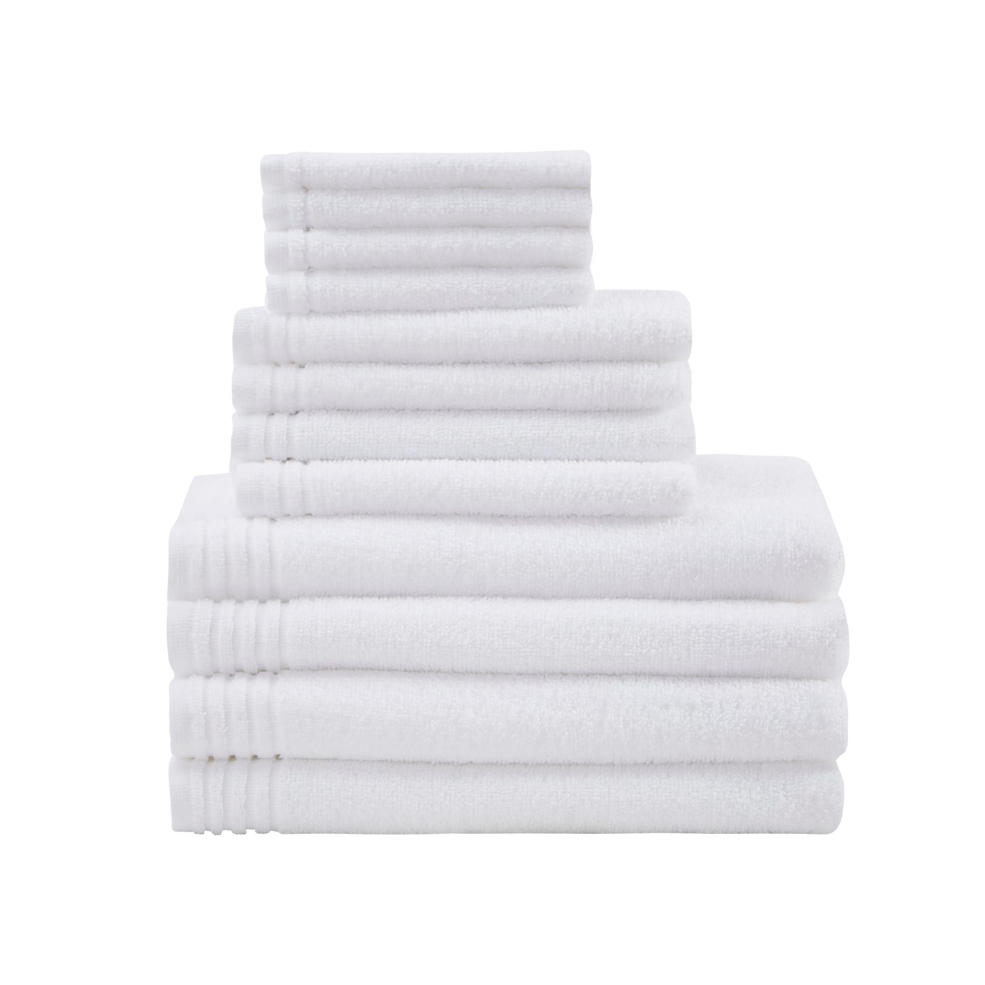 White Cotton Quick-Dry 12-Piece Bath Towel Set