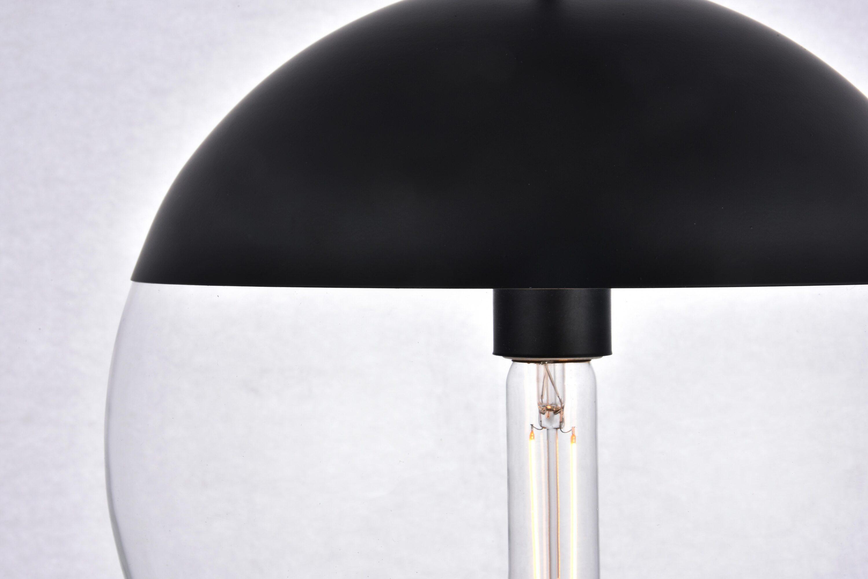 Elegant Lighting Eclipse 1 Light Black Pendant With Clear Glass