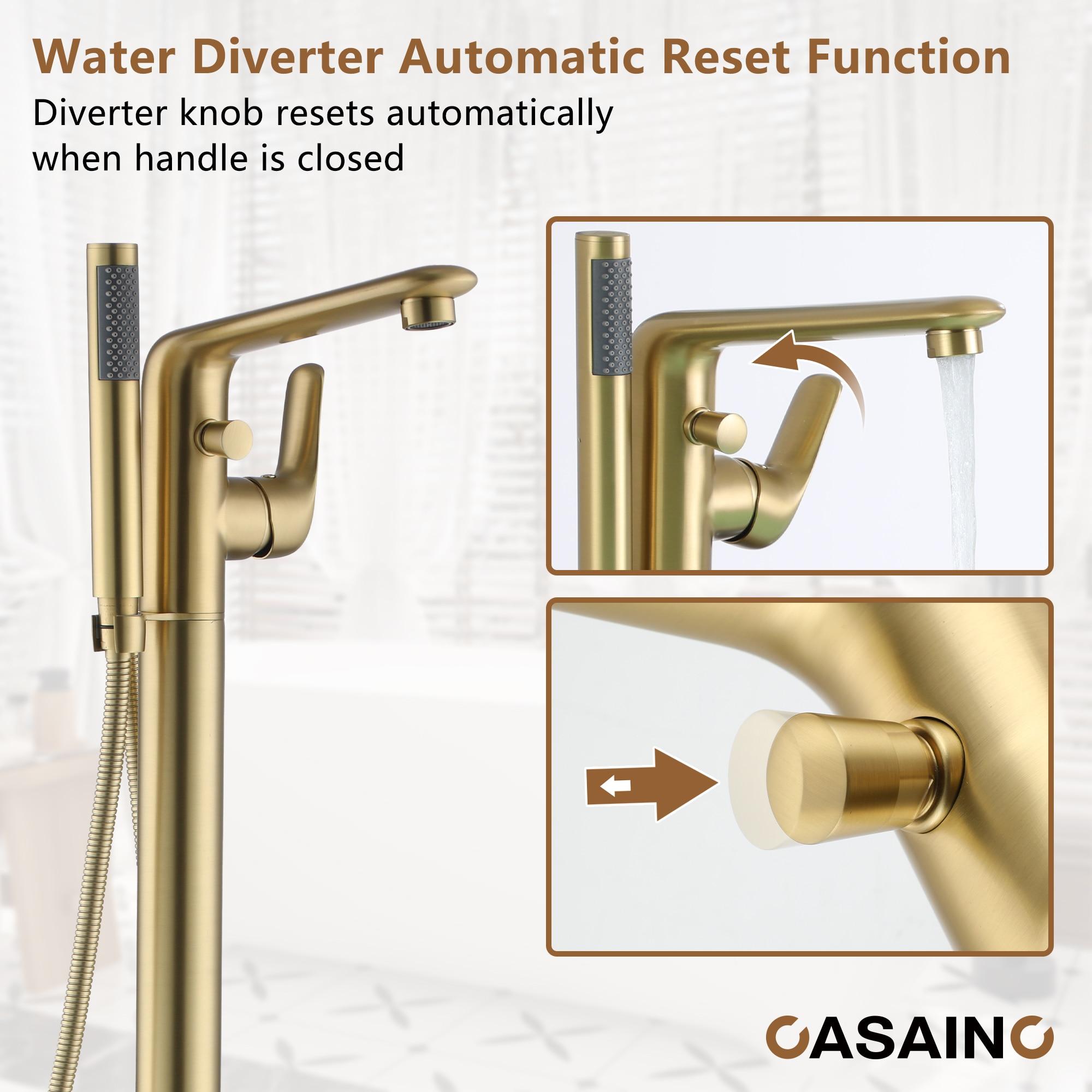 Single Handle Freestanding Bathtub Faucet with Diverter and Handshower