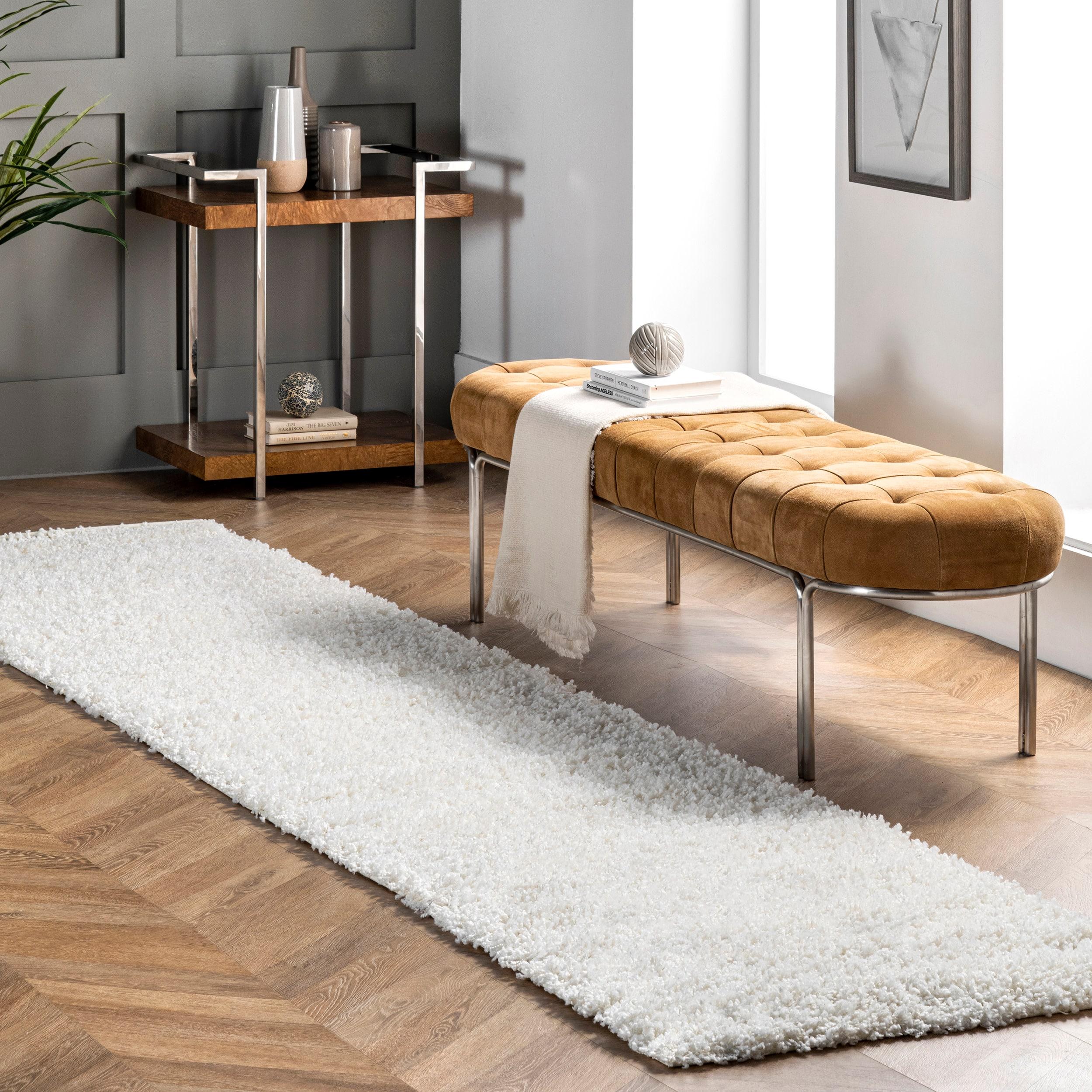 Nuloom Marleen Solid 2x6 Runner Shag Indoor Area Rug for Living Room Bedroom Dining Room Nursery Entryway Hallway, Off White