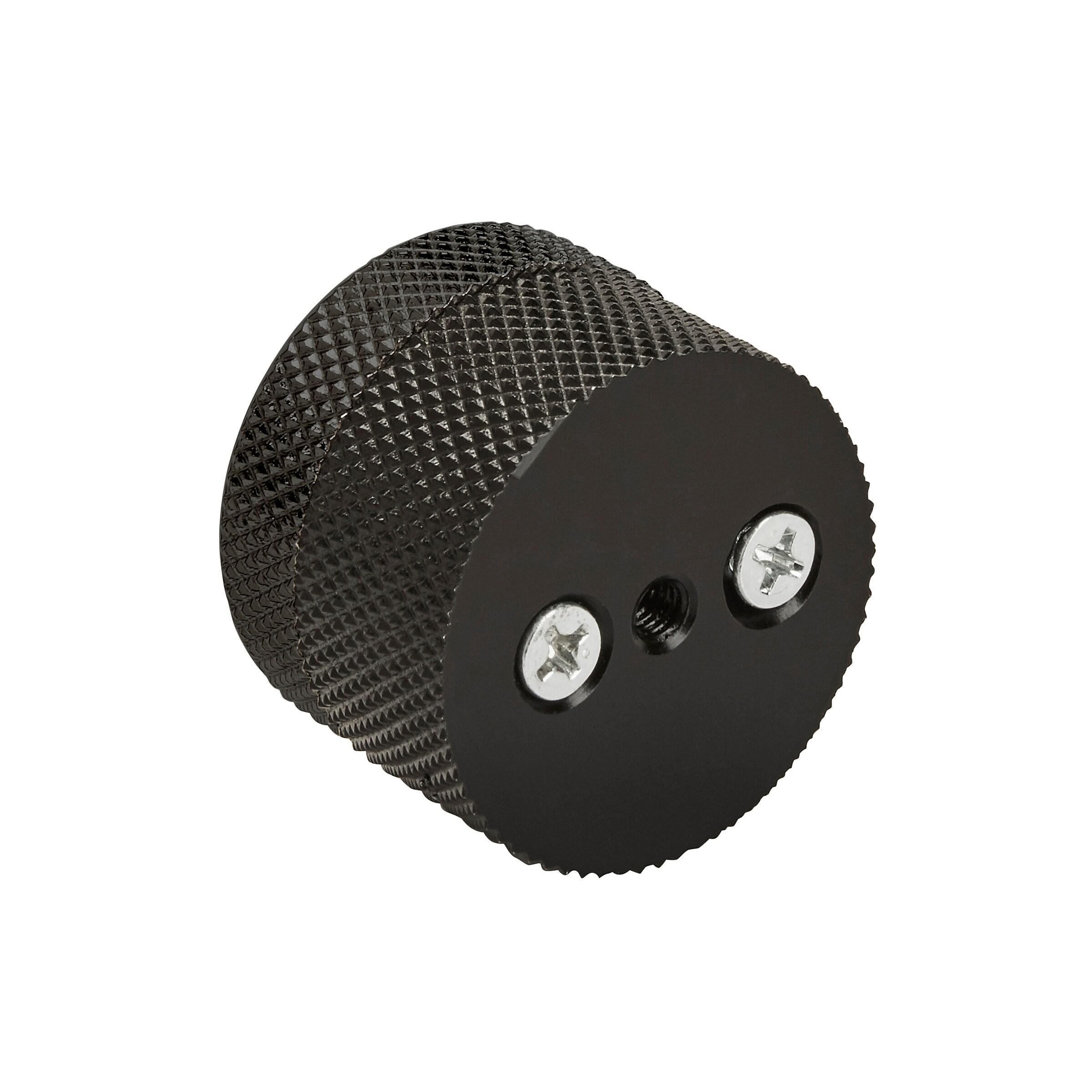 Matte Black Round Aluminum Cabinet Knob with Mounting Hardware