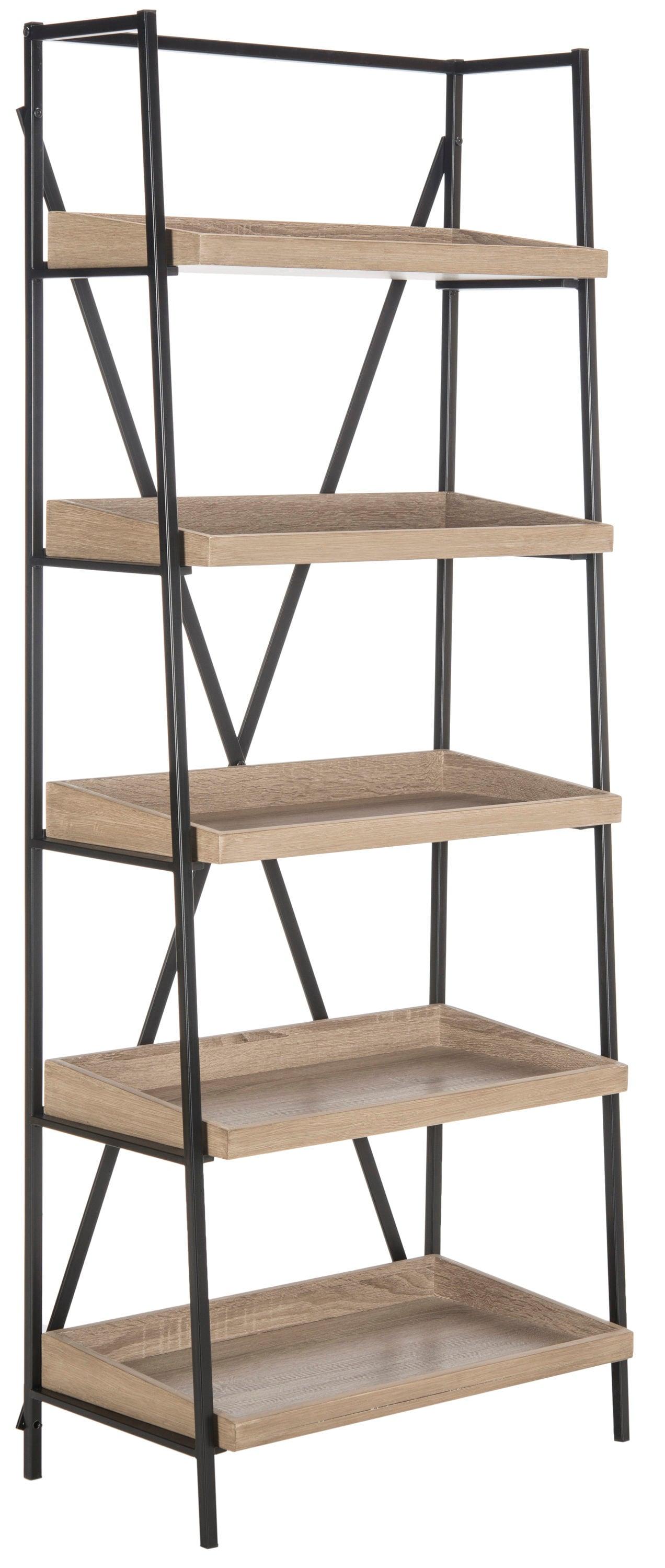 Joel Retro Mid Century 5-Tier Etagere - Light Brown/Black - Safavieh