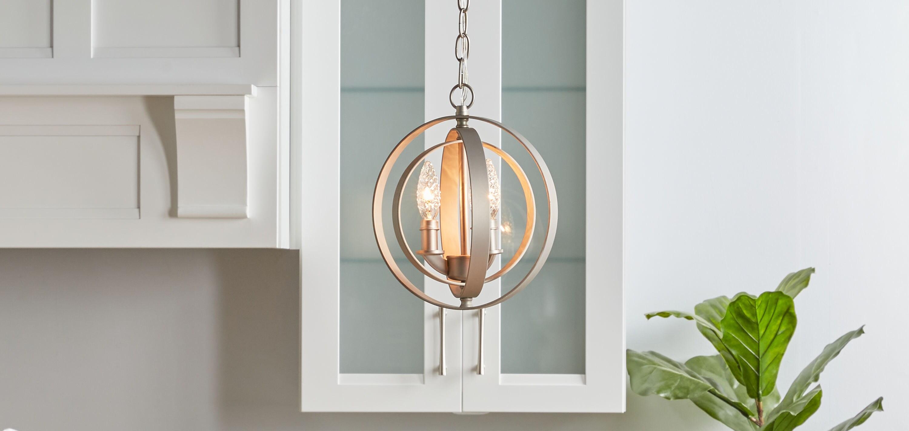 Progress Lighting Equinox 3-Light Mini-Pendant, Burnished Silver, Steel, Armillary Sphere Shade