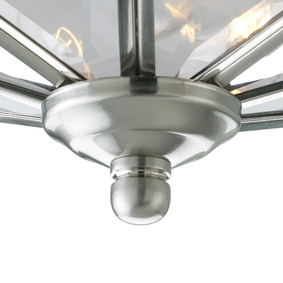 Progress Lighting Hide-a-lite III 3-Light Flush Mount Ceiling Fixture, Brushed Nickel, Clear Beveled Glass Shade