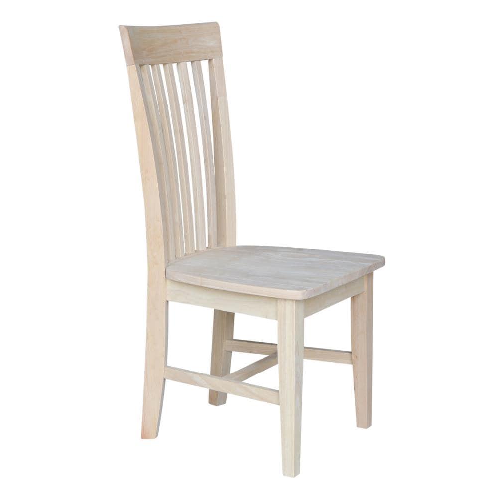 Set of 2 Tall Mission Chairs Wood/Unfinished - International Concepts: Solid Parawood, Kitchen Furniture