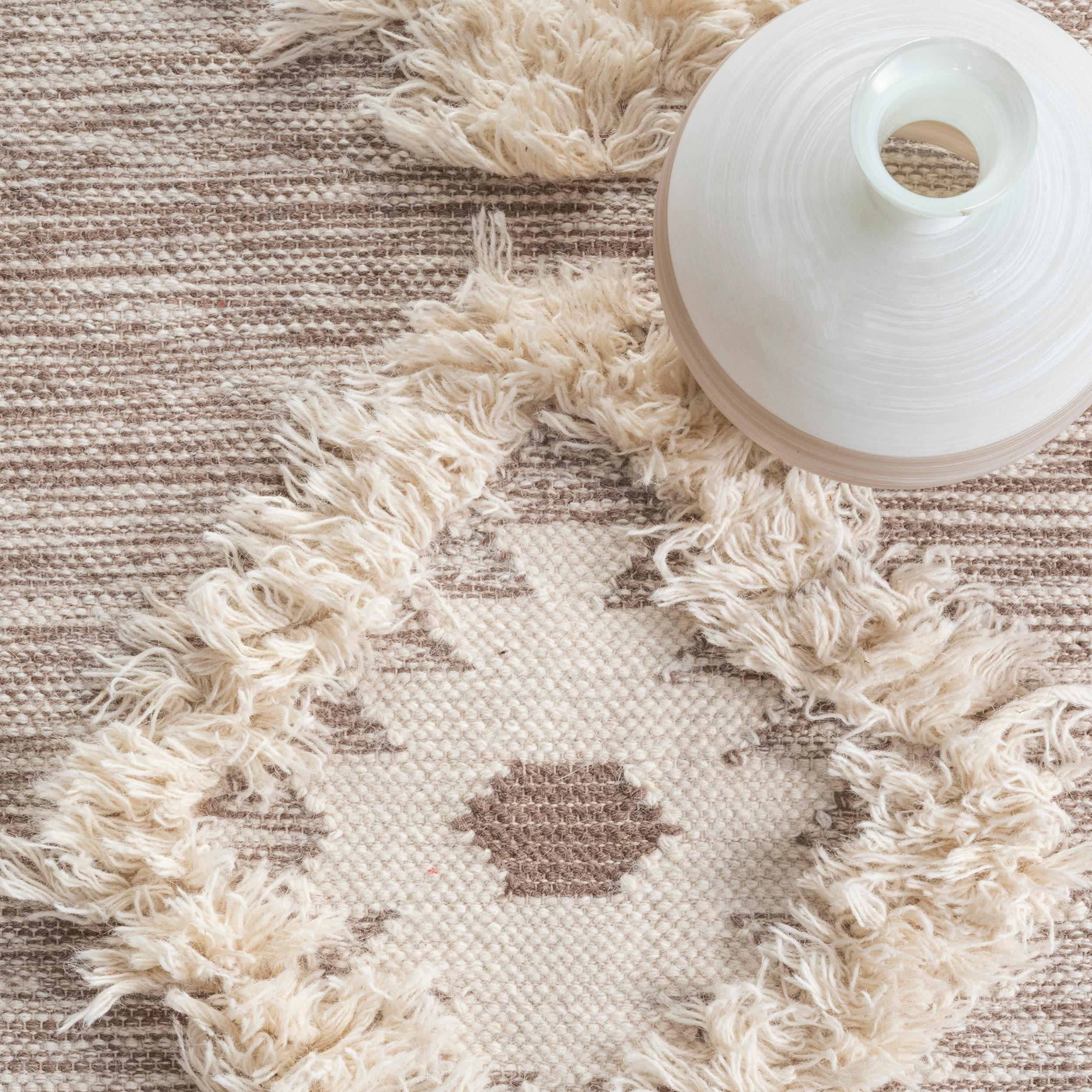 Nuloom Savannah Geometric 2x3 Wool Accent Indoor Area Rug for Living Room Bedroom Dining Room Entryway Kitchen, Beige/Ivory