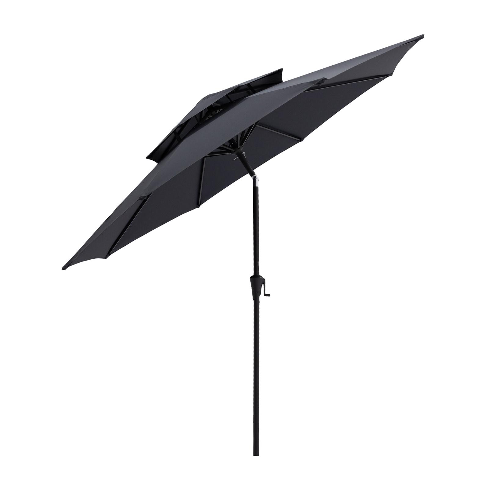 9 ft Dark Gray Aluminum Market Patio Umbrella with Push-Button Tilt