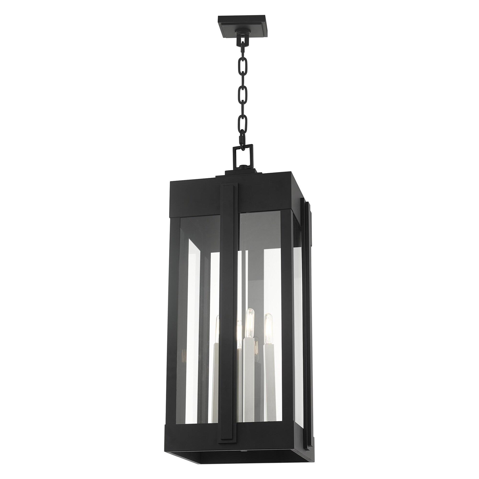 27720-04-Livex Lighting-Lexington - 4 Light Outdoor Pendant Lantern in Art Deco Style - 12.63 Inches wide by 29.88 Inches high-Black Finish