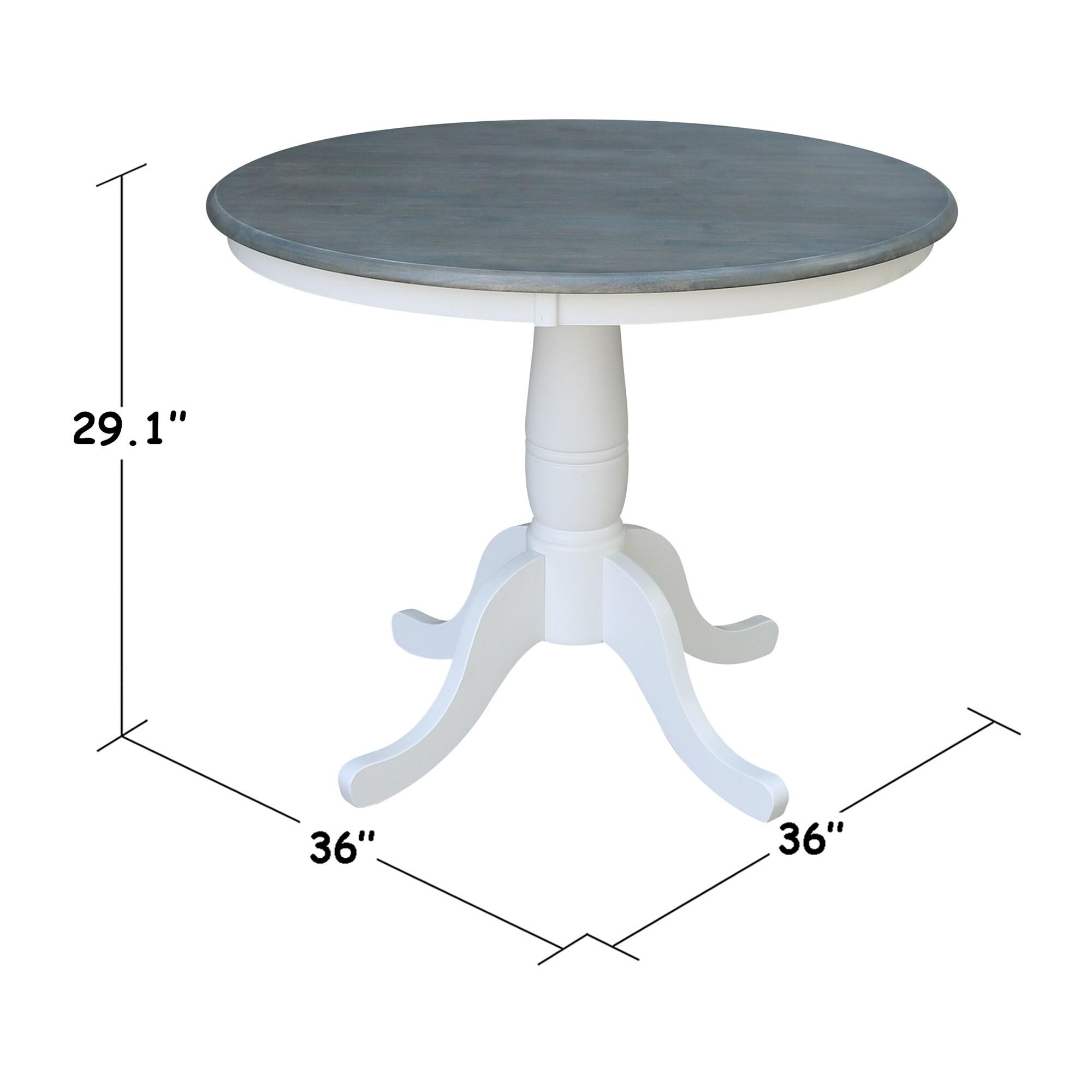 International Concepts 36 inches Round Top Pedestal Table - Dining Height - White/Heather Gray