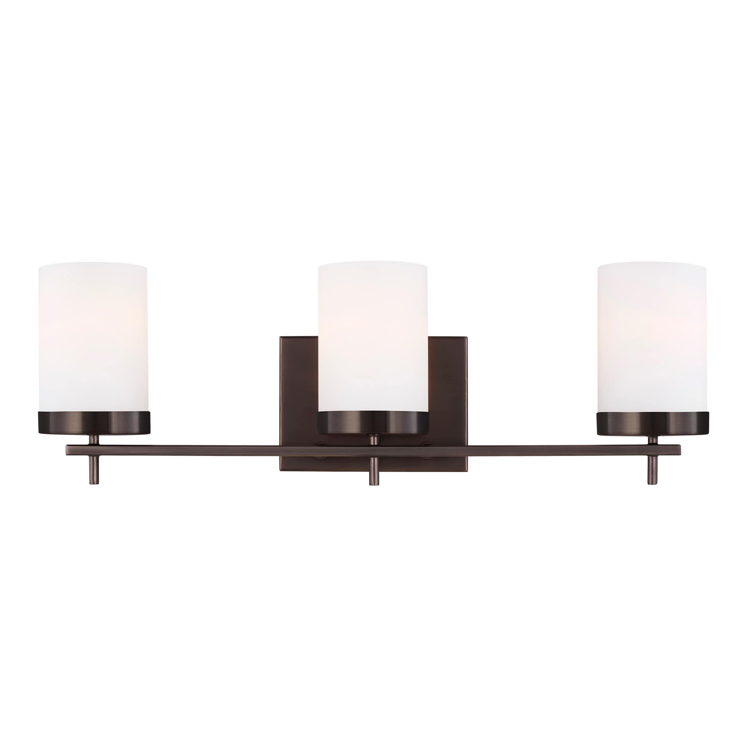 Brushed Oil Rubbed Bronze 3-Light Vanity Light with Etched Glass Shades