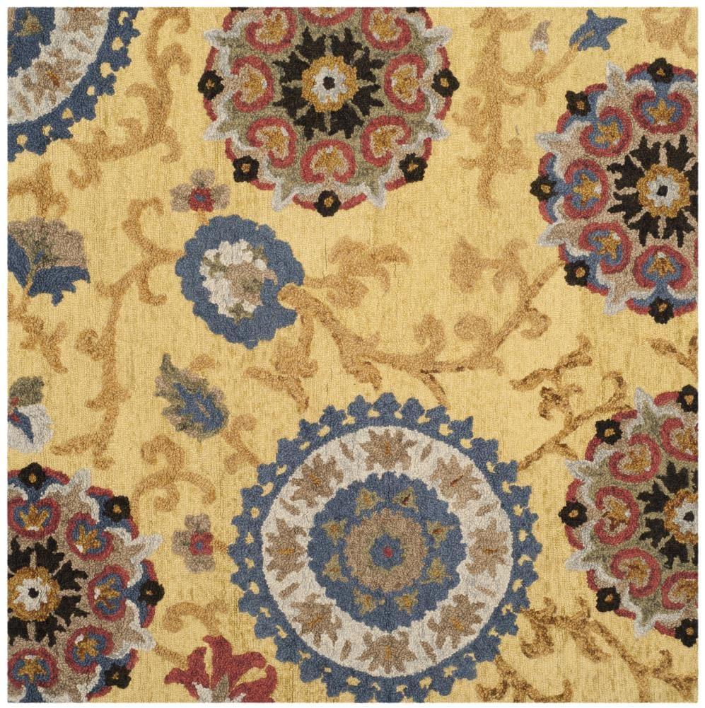 Blossom BLM401 Hand Tufted Area Rug - Gold/Multi - 6'x6' - Safavieh.
