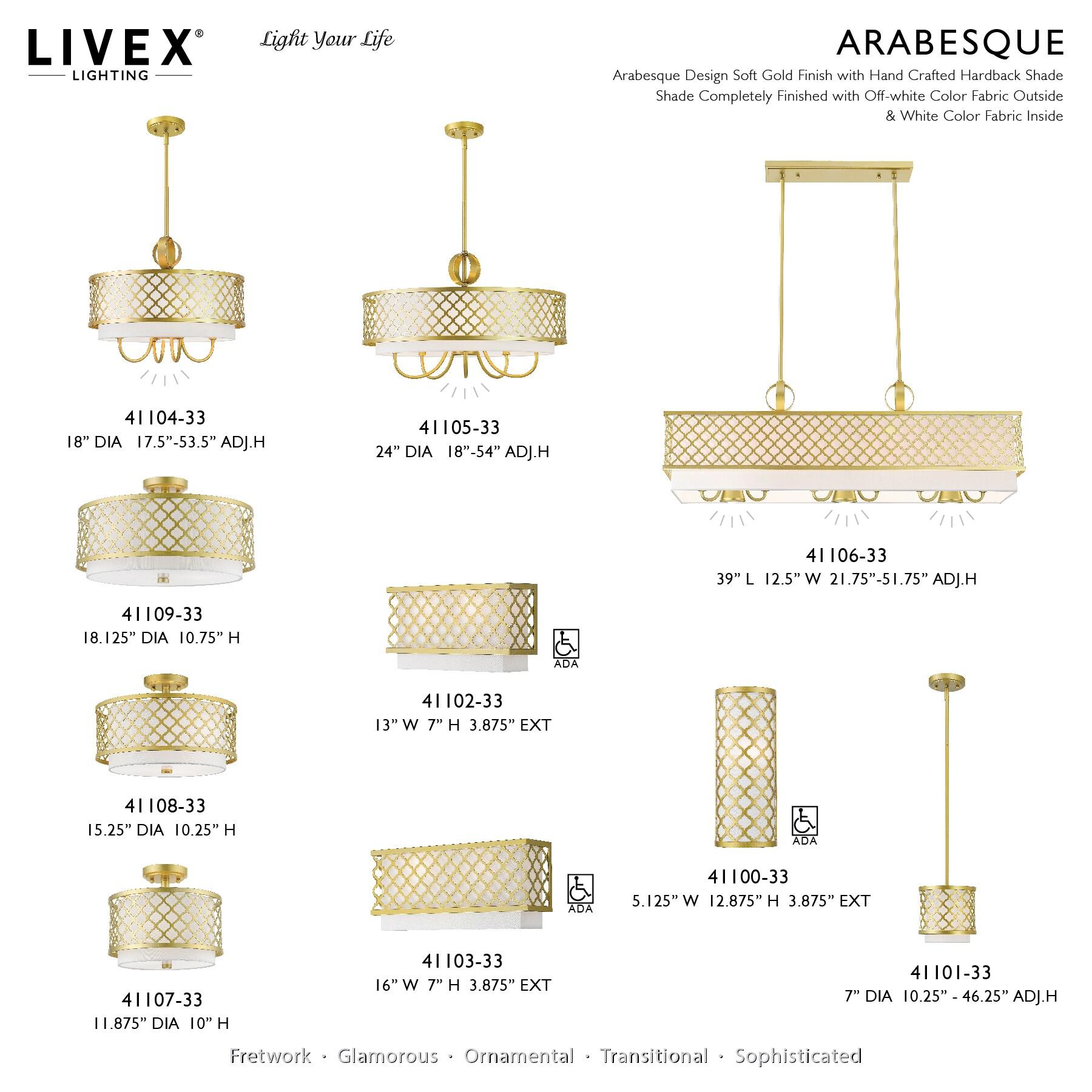 Livex Lighting Arabesque 2 - Light Semi-Flush Mount in  Soft Gold