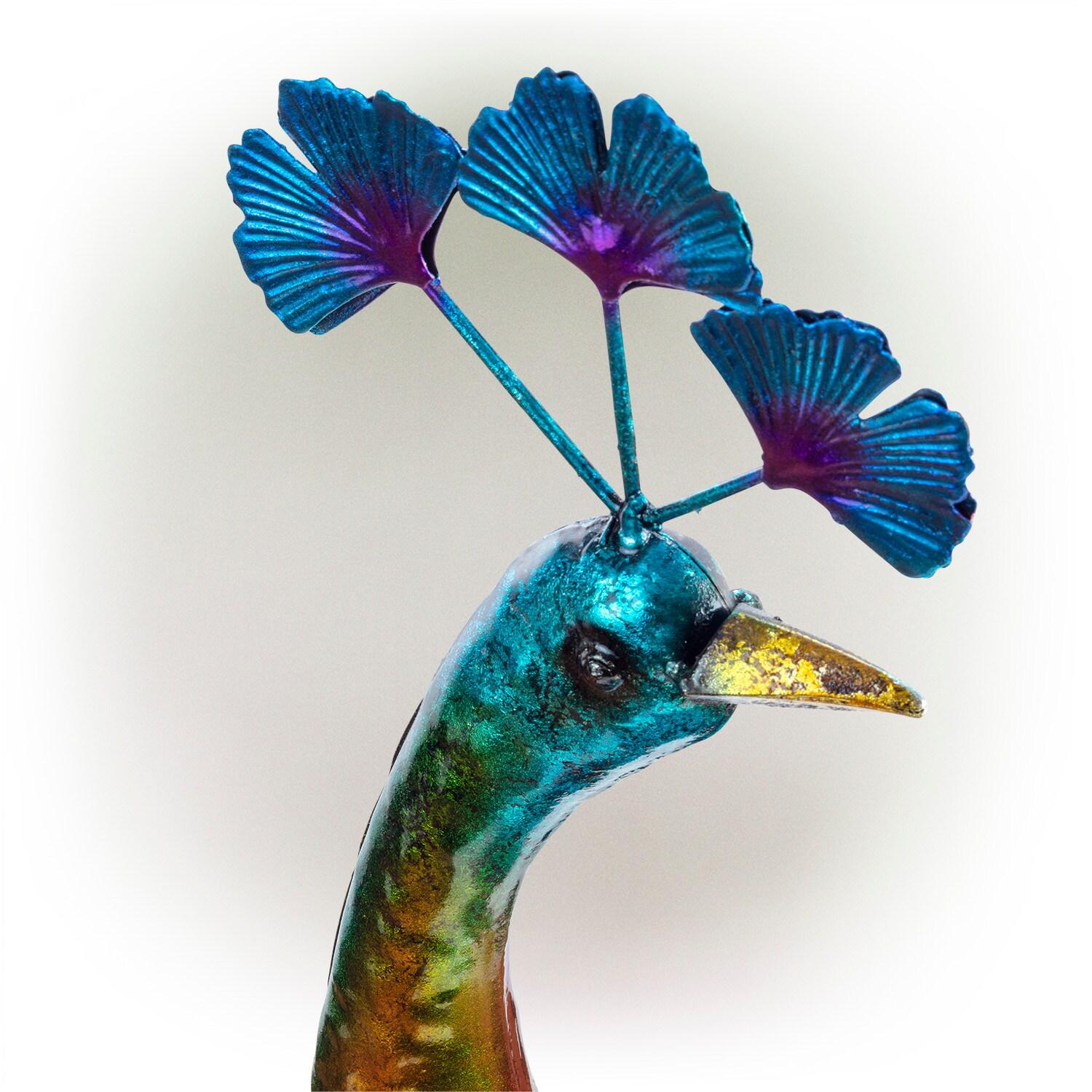 Graceful Metal Peacock Garden Statue - Alpine Corporation