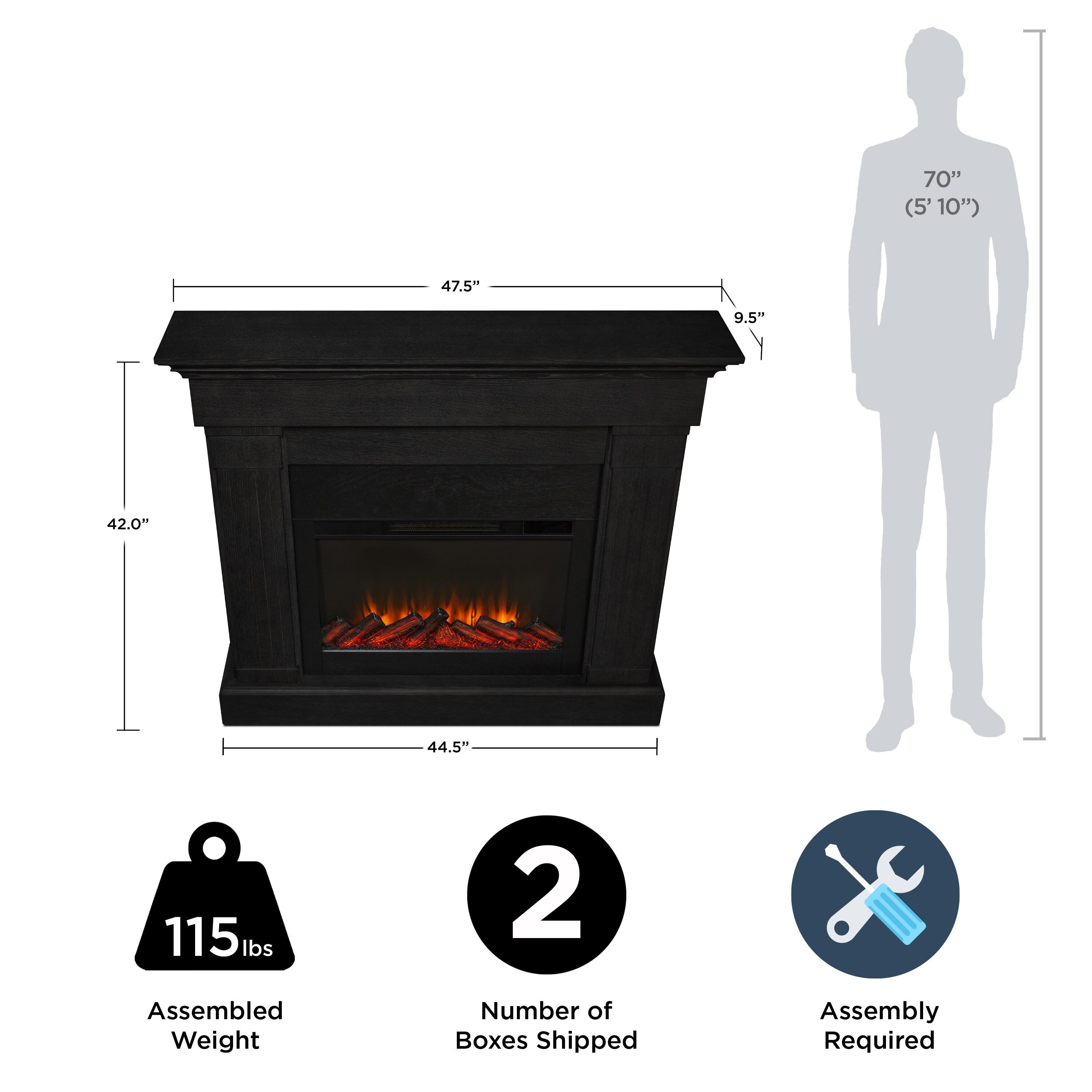Crawford 48" Slim Electric Fireplace in Black by Real Flame
