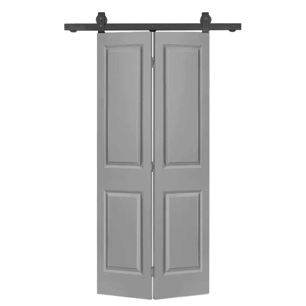 Calhome Paneled MDF Composite Bifold Barn Door with Installation Hardware Kit