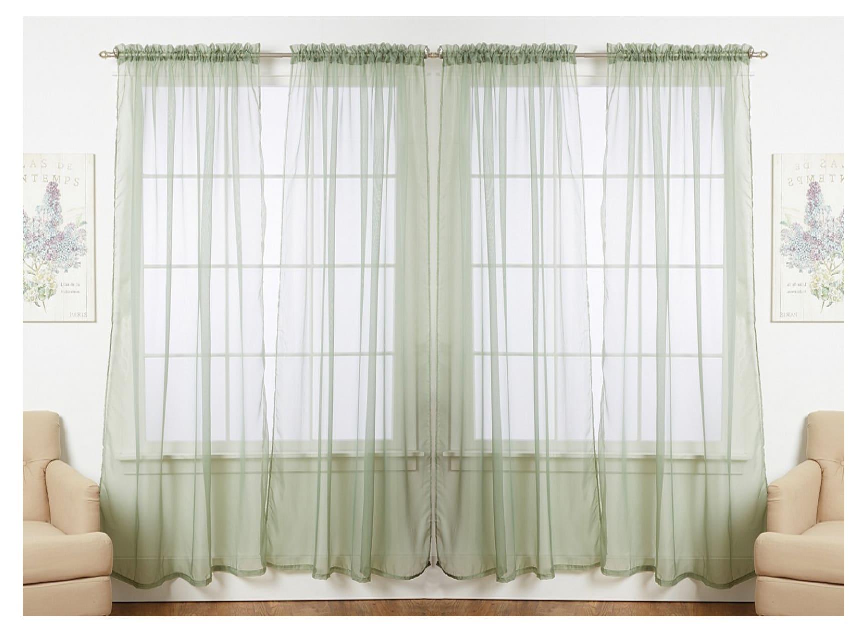 J&V TEXTILES 4-Pieces Sheer Solid Sheer Window Curtains 55x84 - Window Treatment Rod Pocket Voile Drape/Panel Sets for Patio Door
