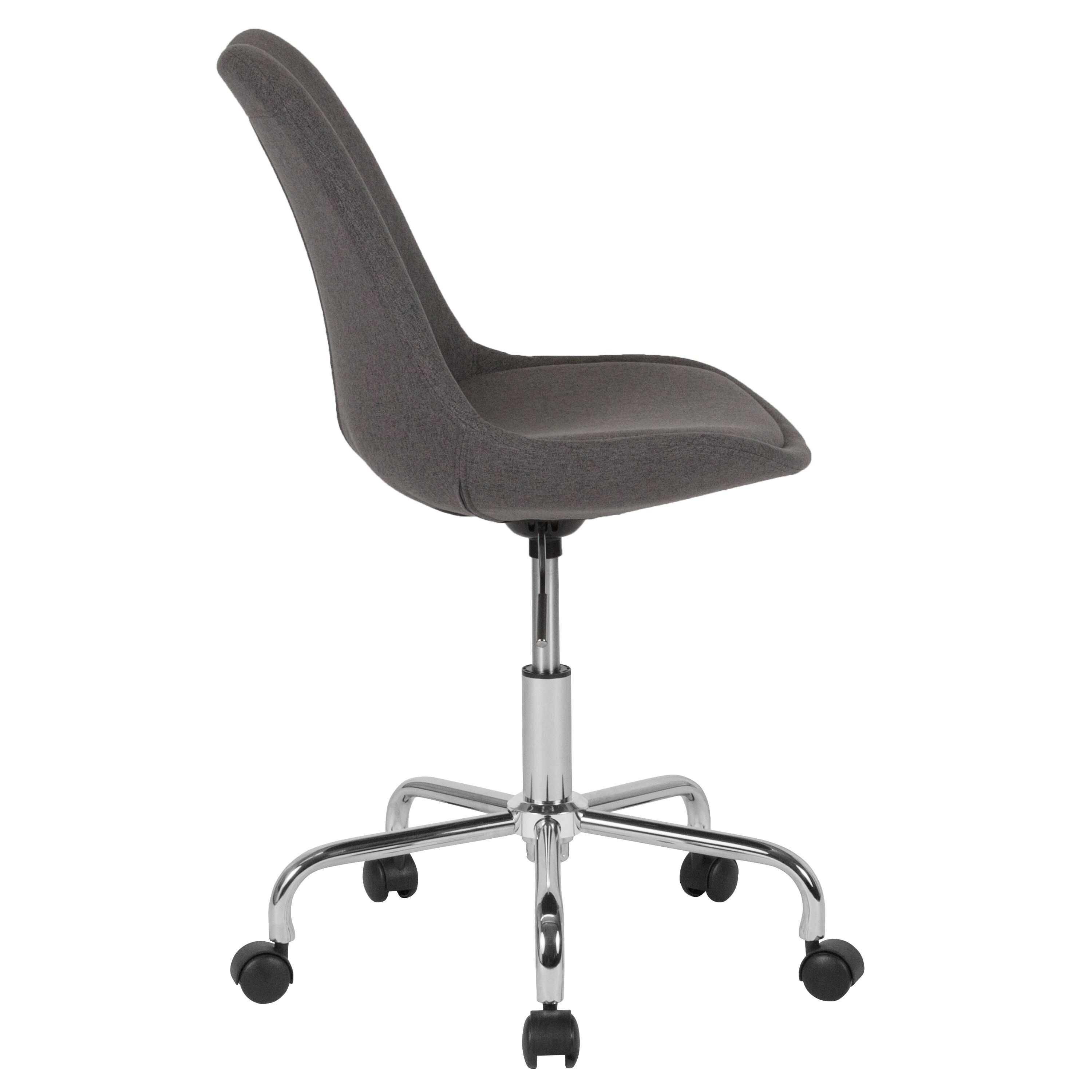 Flash Furniture Aurora Series Mid-Back Dark Gray Fabric Task Office Chair with Pneumatic Lift and Chrome Base