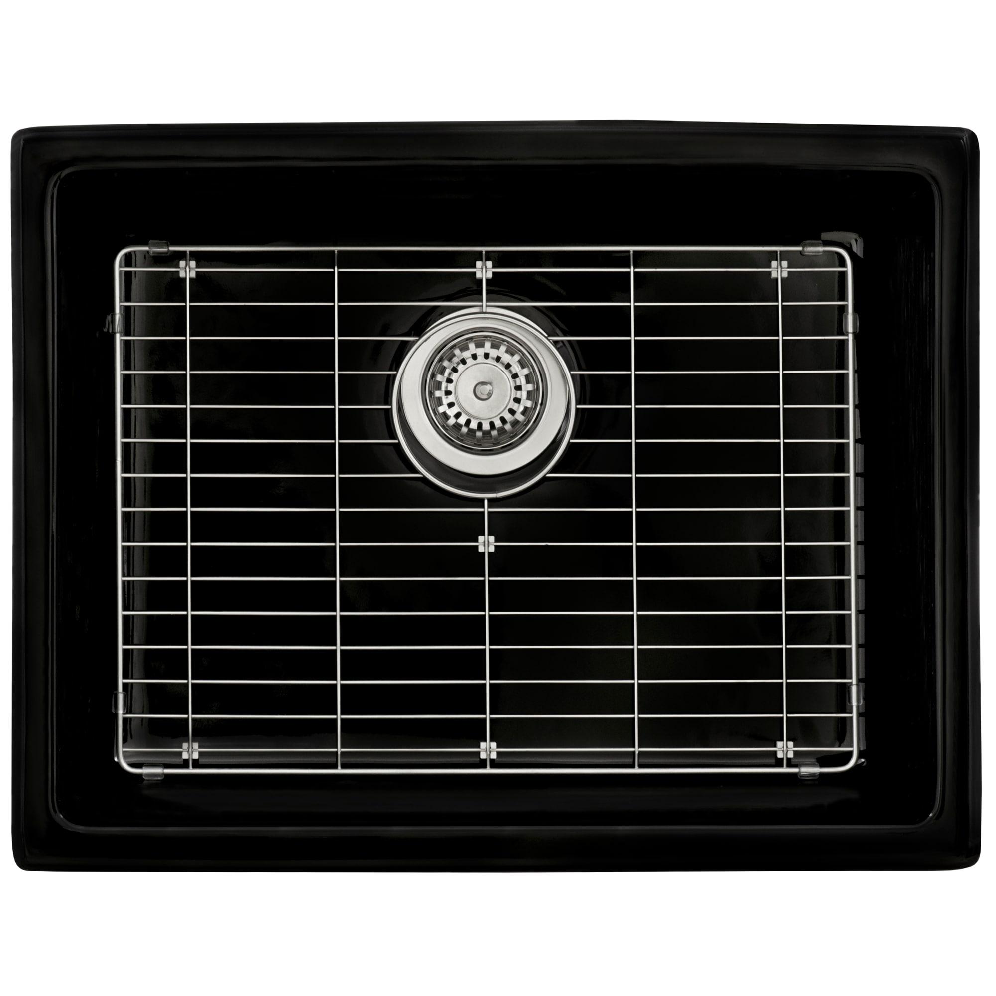 Ruvati 24-inch Fireclay Undermount / Drop-in Topmount Kitchen Sink Single Bowl - Glossy Black