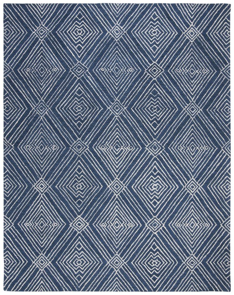 SAFAVIEH Micro-Loop Colton Geometric Diamonds Area Rug, Navy/Ivory, 8' x 10'