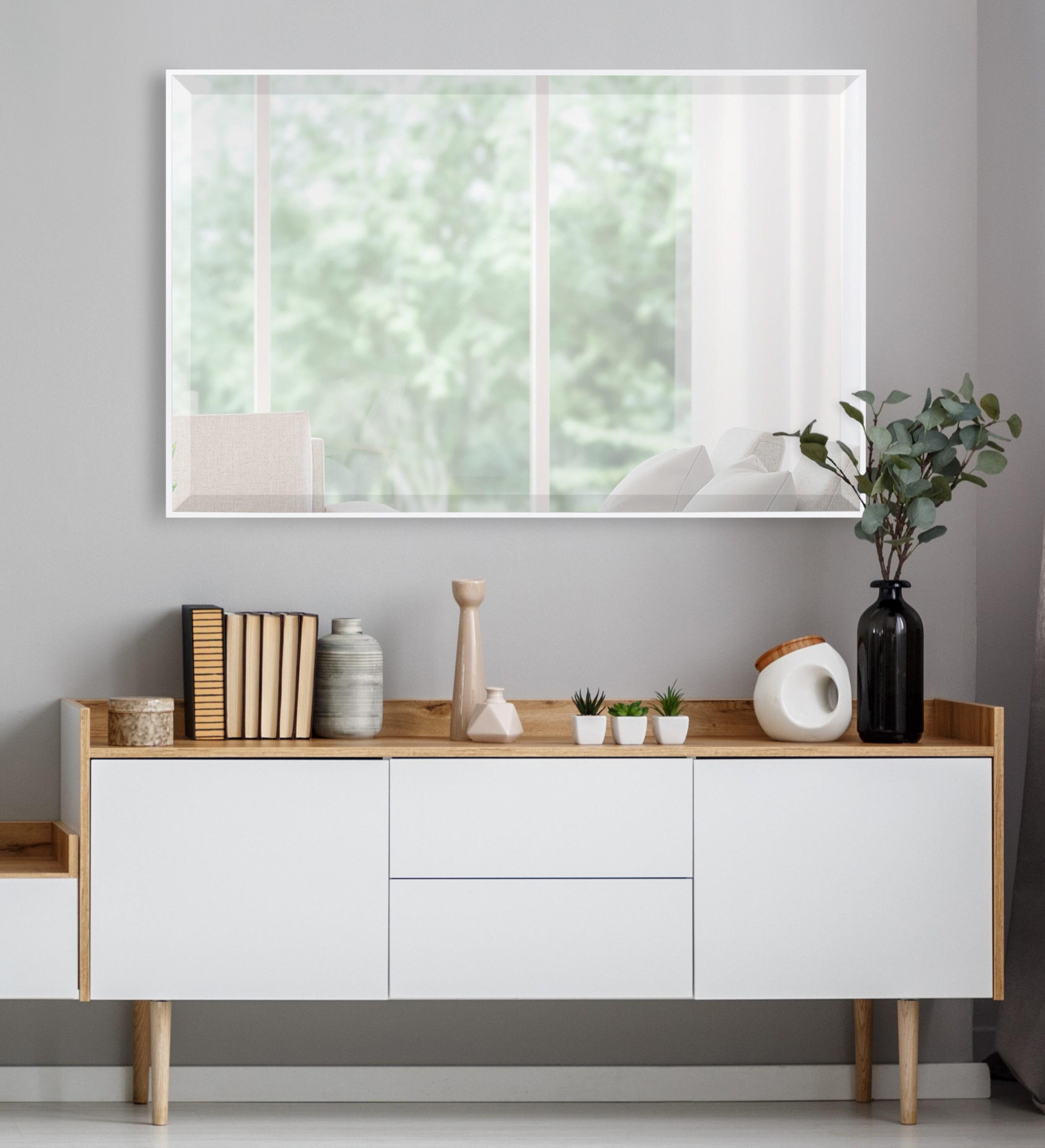 24.7" x 36.7" Rhodes Rectangle Wall Mirror White - Kate & Laurel All Things Decor: Modern, Beveled, Easy to Hang