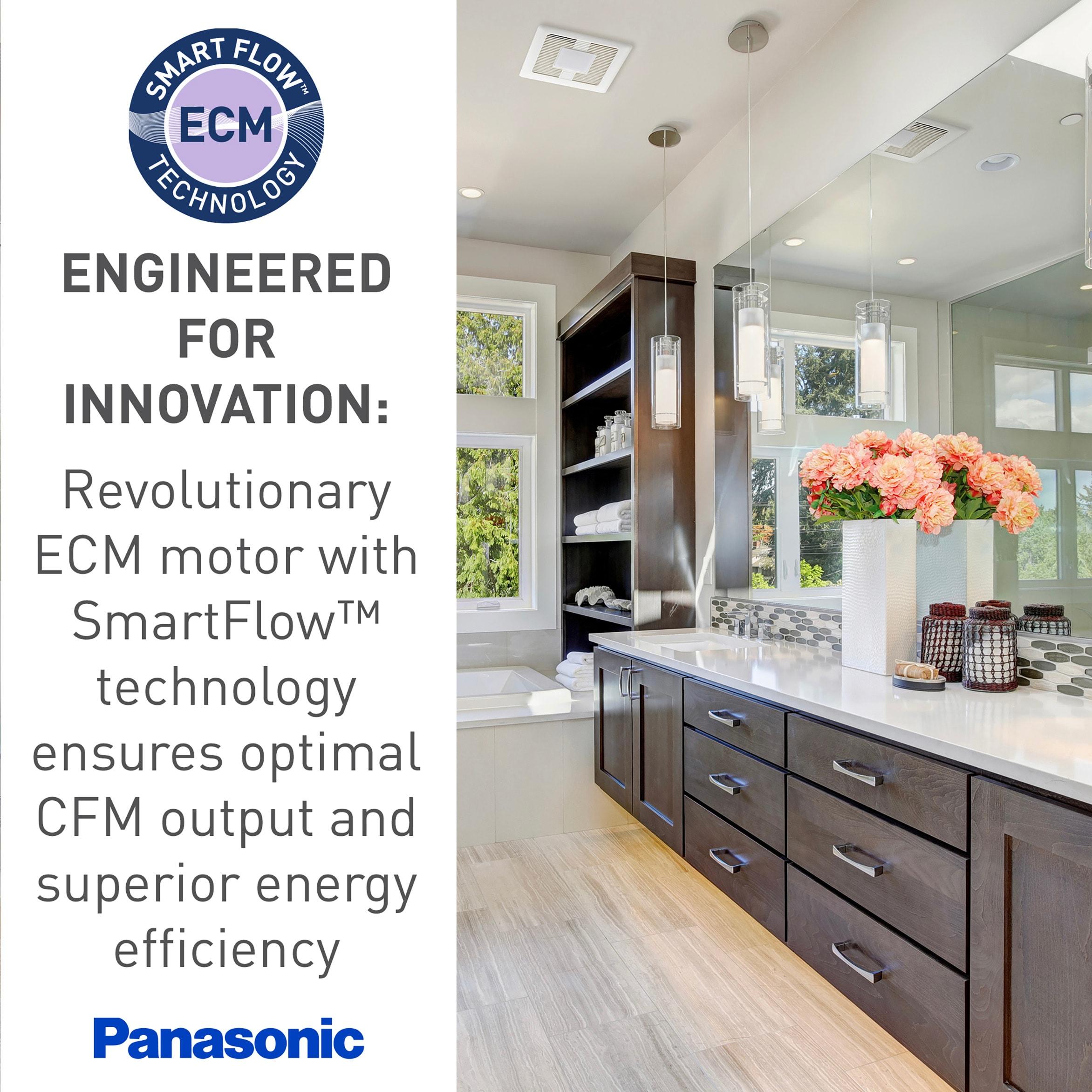 Panasonic WhisperValue Ceiling/Wall Mount Bathroom Exhaust Fan, 50-80-100 CFM, FV-0510VS1