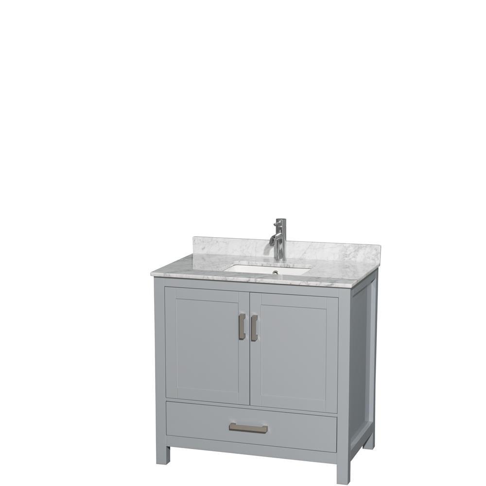 Wyndham Collection Sheffield 36" Freestanding Single Bathroom Vanity with Marble Top