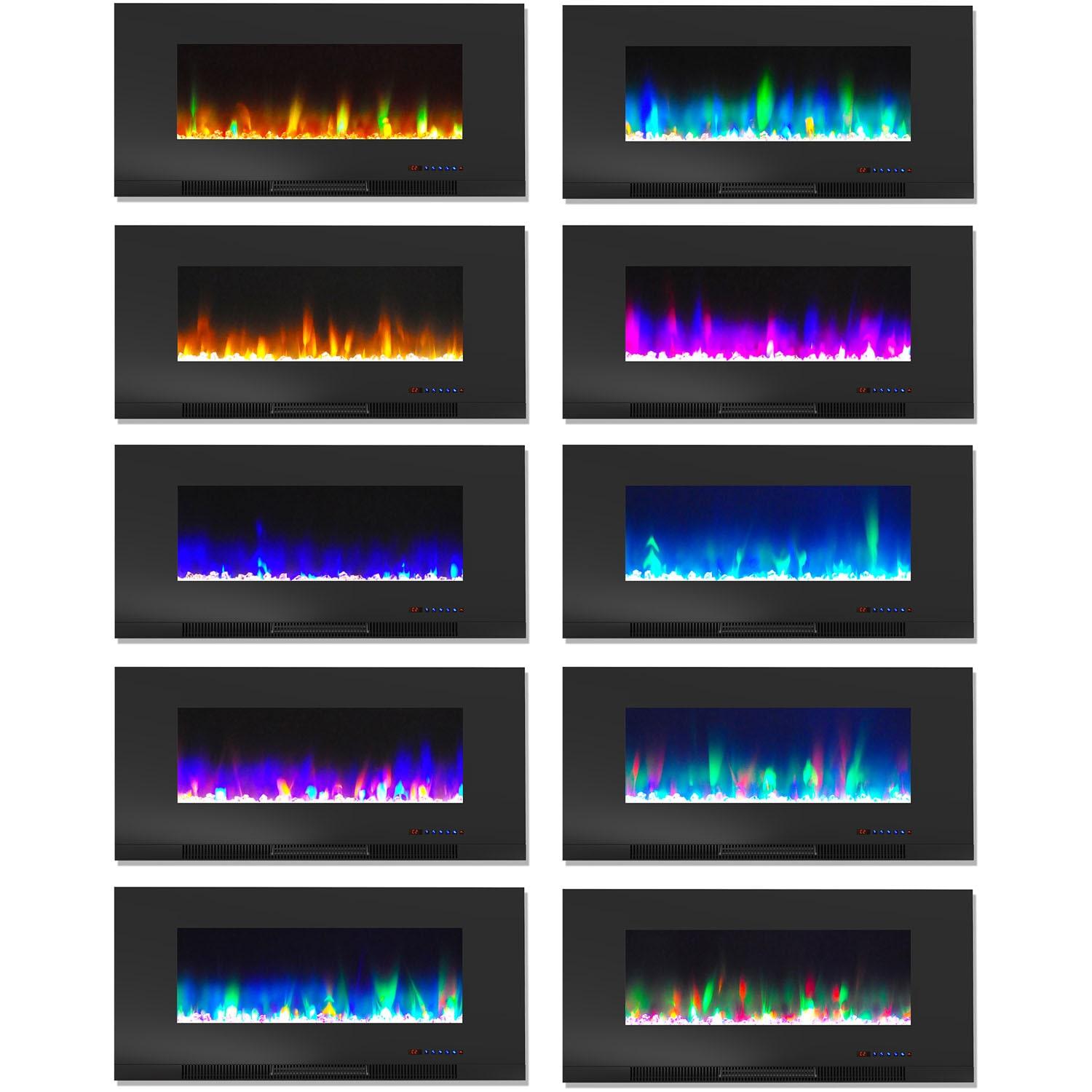 Cambridge Somerset 70-In. White Electric Fireplace TV Stand with Multi-Color LED Flames, Crystal Rock Display, and Remote Control