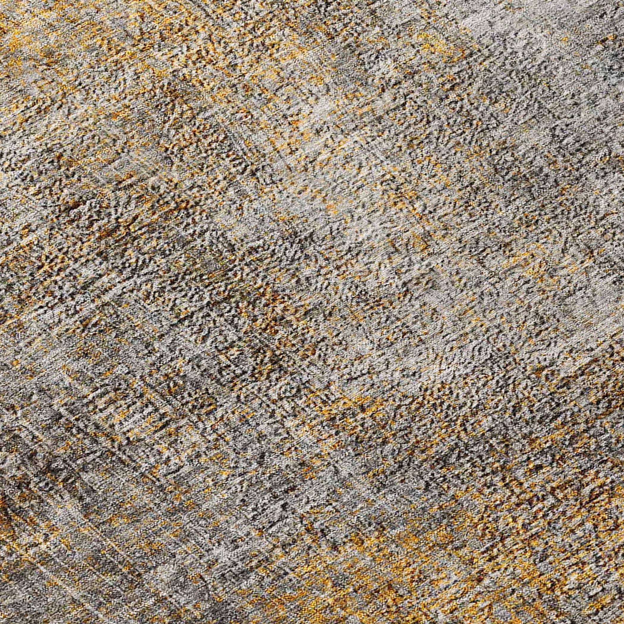 Gray and Gold Flat Woven Synthetic Runner Rug