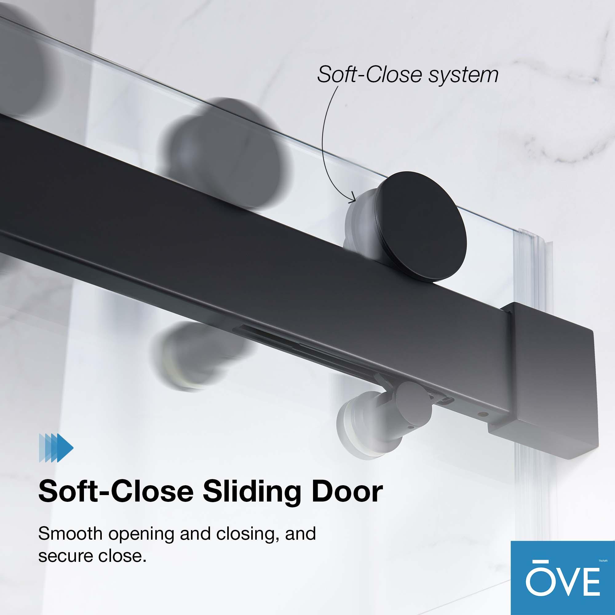 OVE Decors Bel Soft Close Black 72-in x 78.75-in Frameless Sliding Soft Close Shower Door
