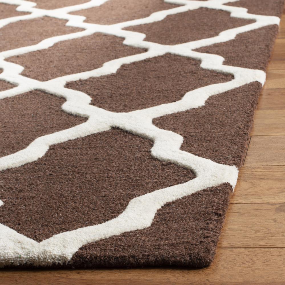 SAFAVIEH Cambridge Liam Geometric Wool Area Rug, Dark Brown/Ivory, 9' x 12'