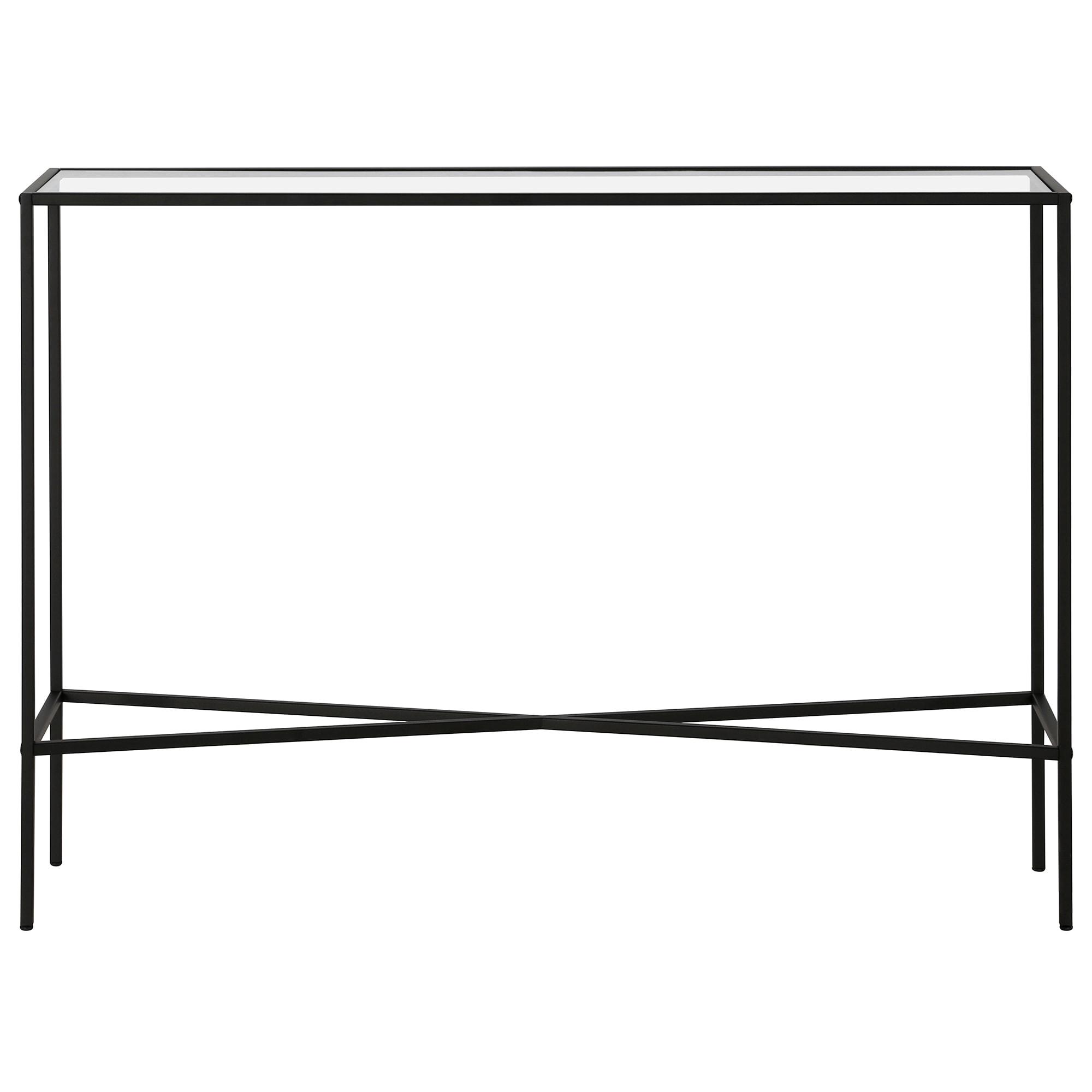 Evelyn&Zoe Henley 42" Wide Rectangular Console Table with Glass Top, Blackened Bronze