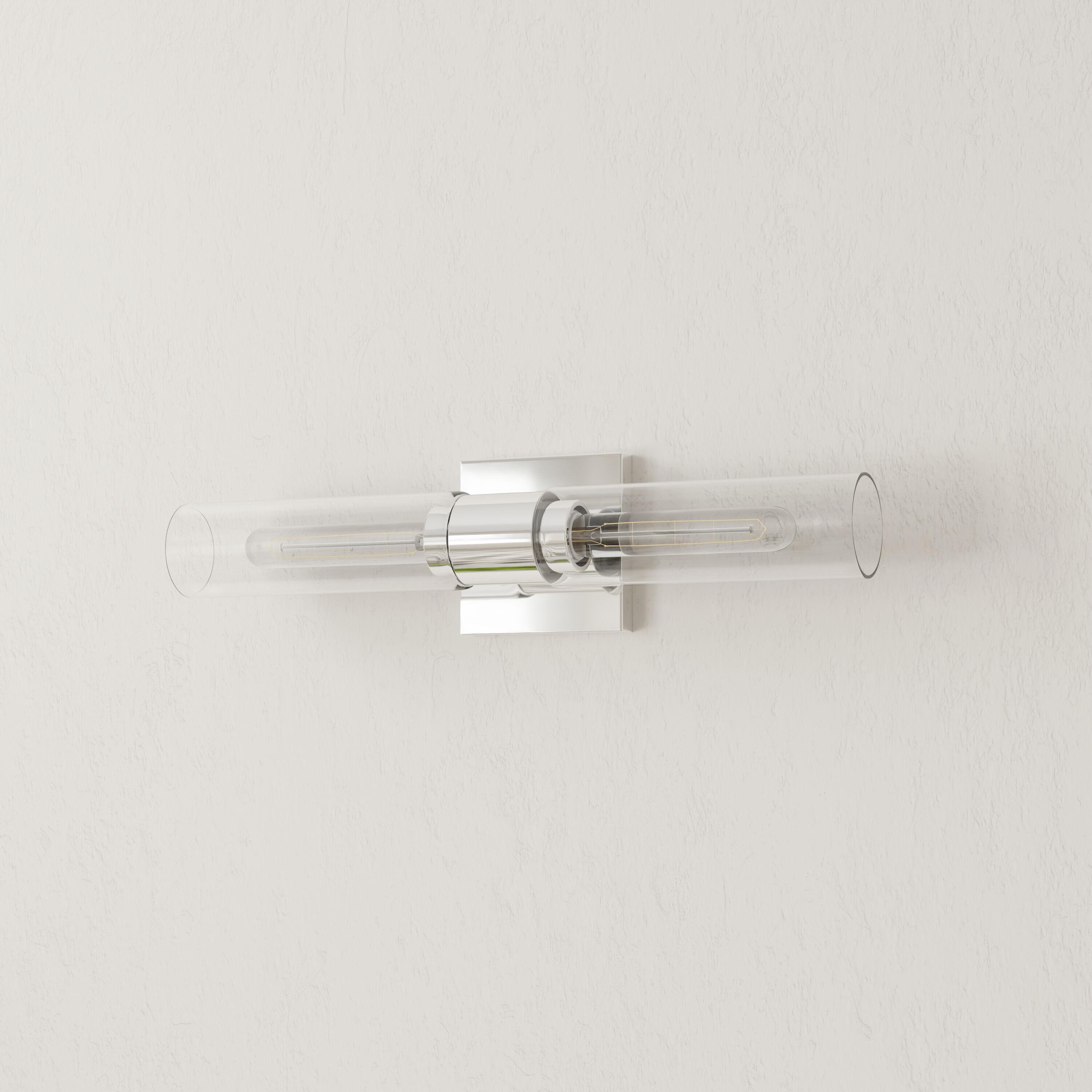 Progress Lighting Clarion 2-Light Bath Vanity Light, Polished Chrome, Glass Shade