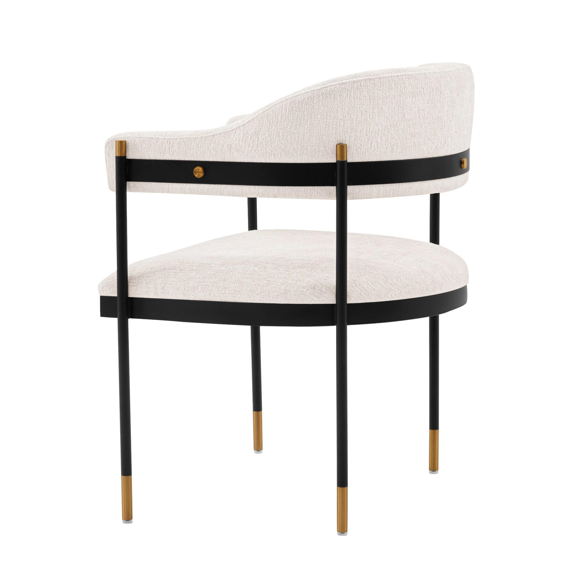 Lia Modern Boucle Upholstered Dining Armchair Cream - Manhattan Comfort