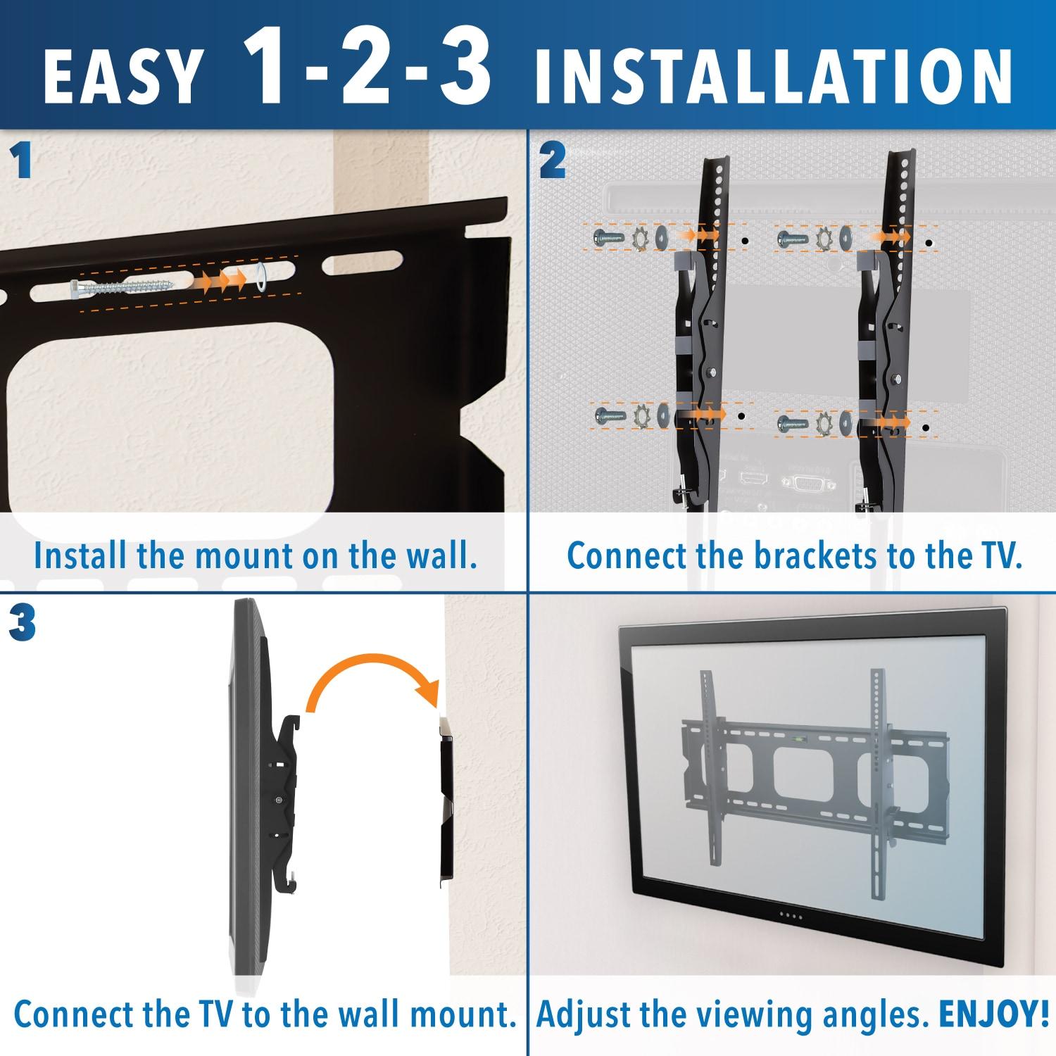 Mount-It! Tilting TV Wall Mount Bracket for Samsung, Sony, Vizio, LG, Panasonic, TCL, Element, 32 - 65 Inch TVs, Premium Tilt 175 Lbs. Capacity