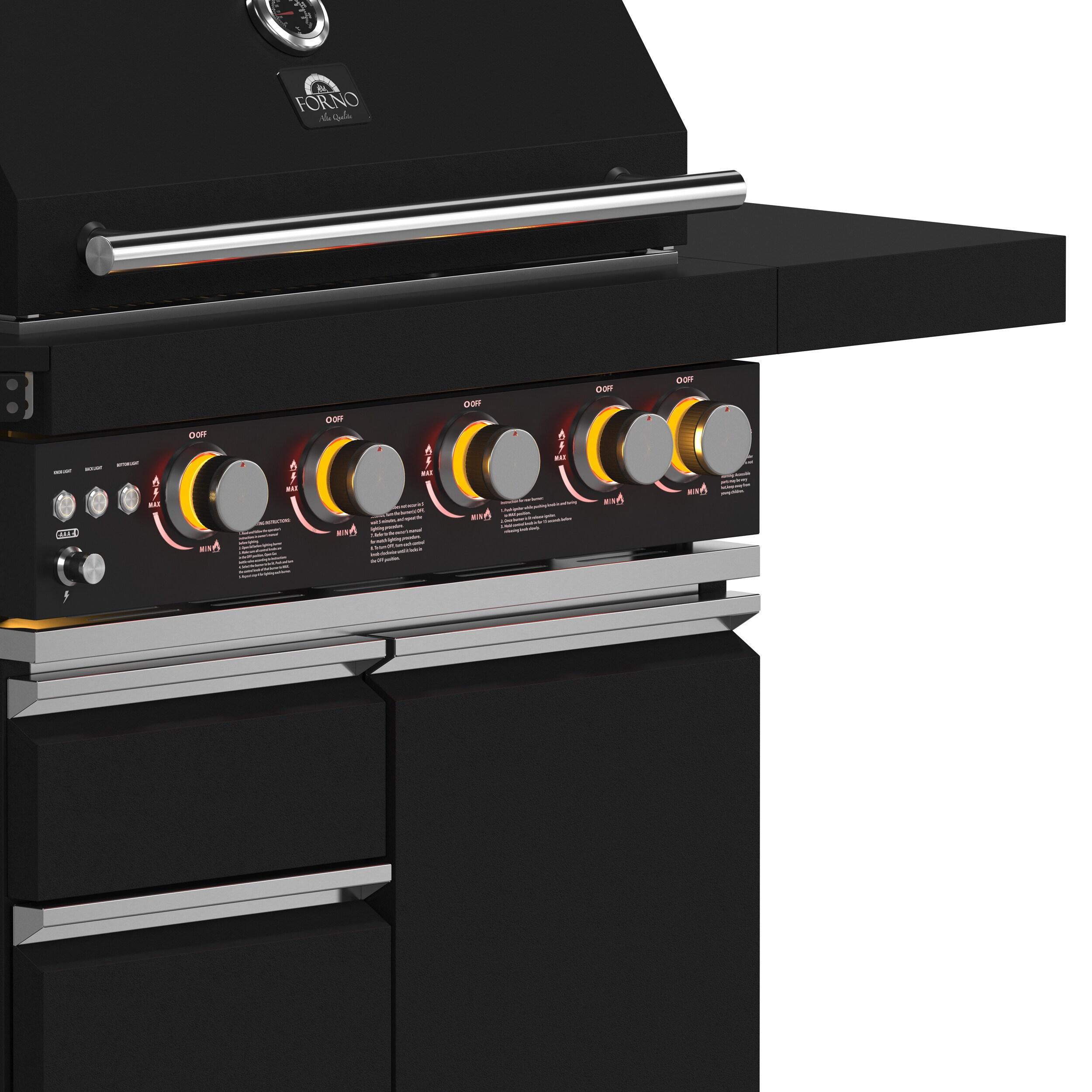 Forno All'Aperto 62,600 BTU BBQ & Sink Module with Black Sintered Stone Countertops, Bar & Beverage Center