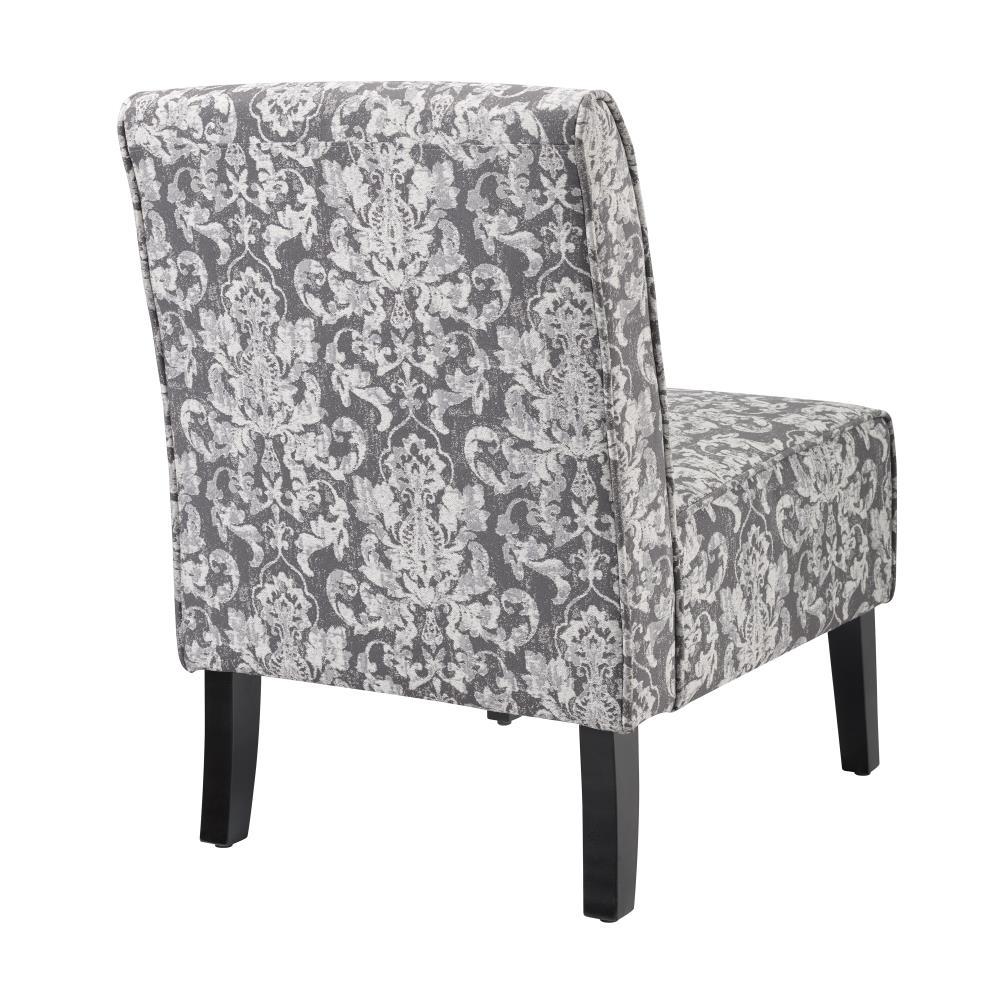 Coco Traditional Slipper Accent Chair Damask Gray - Linon: Upholstered, Tufted, Hardwood Frame