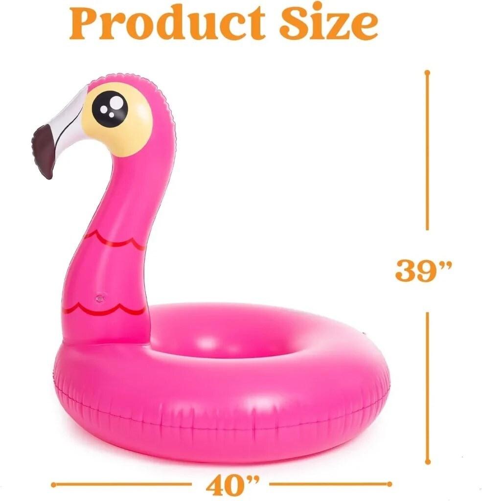 Joyfy 2 Packs Pool Floats Tube, Inflatable Unicorn Flamingo Pool Toys Floaties with Headrest, Pool Swim Ring for Kids Adults Beach Lake Summer Fun