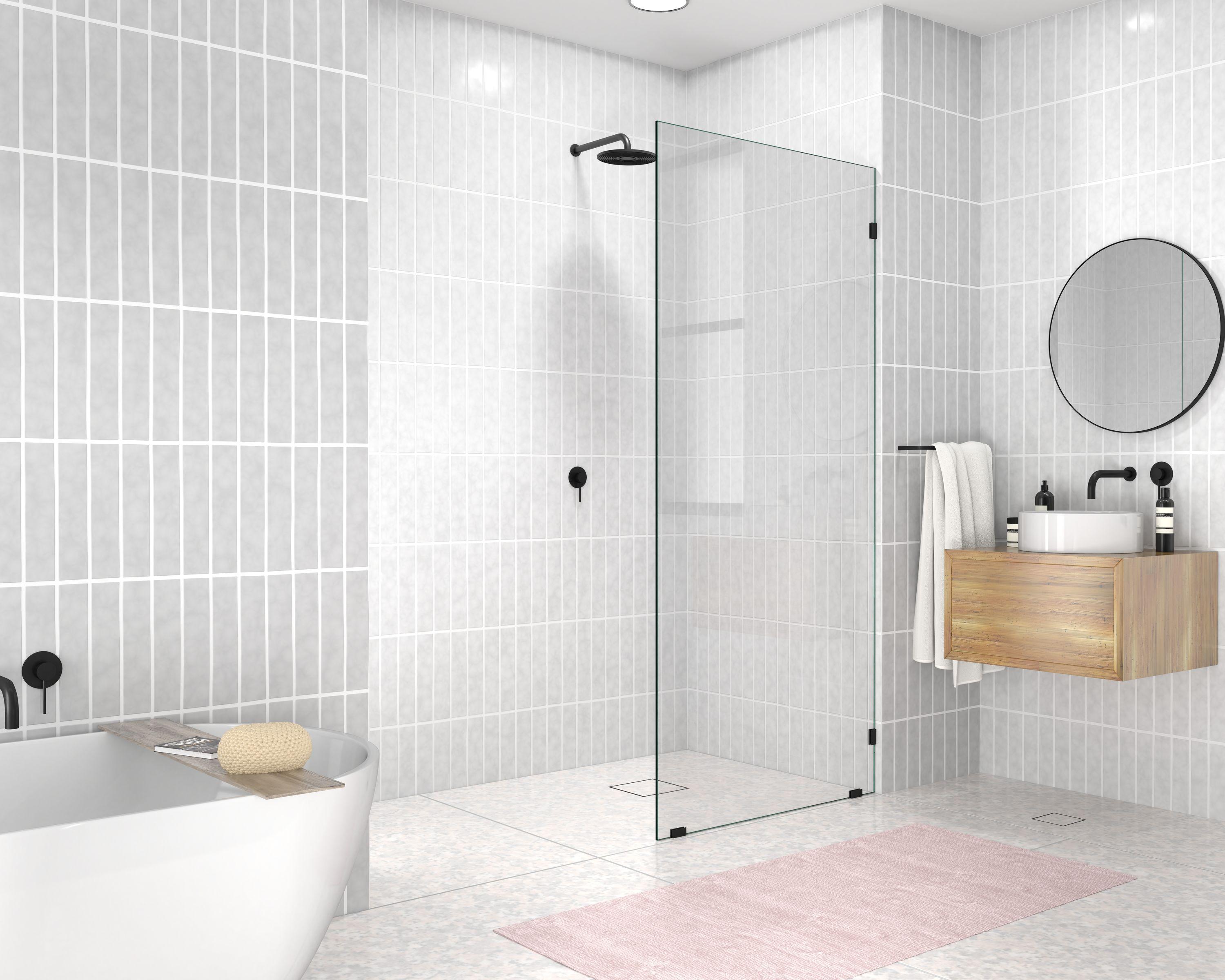 Vela 34 in. x 78 in. Fully Frameless Single Fixed Shower Panel